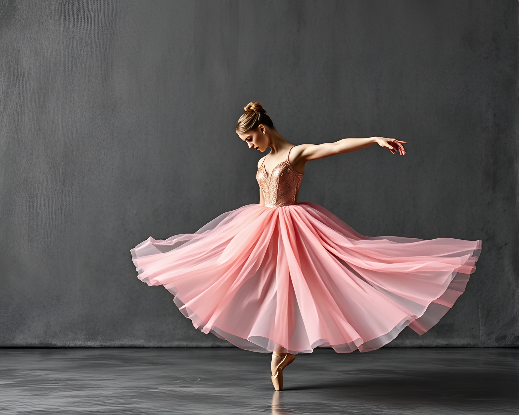 Copper Verdigris Ballet Dancer in Black and White – free AI stock image