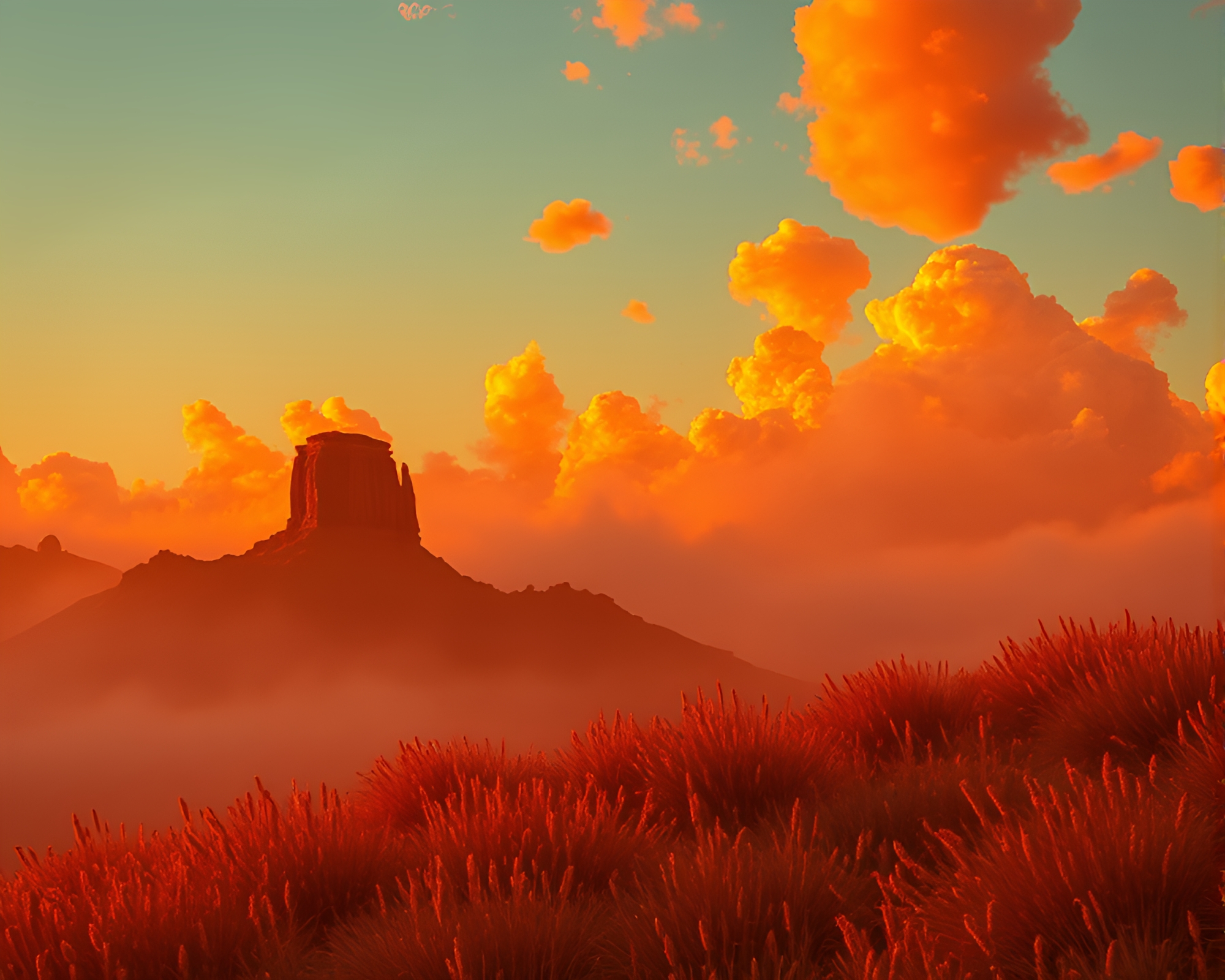 Surreal Dreamscapes: Gilded Burning Horizon HDR Photography – free AI stock image