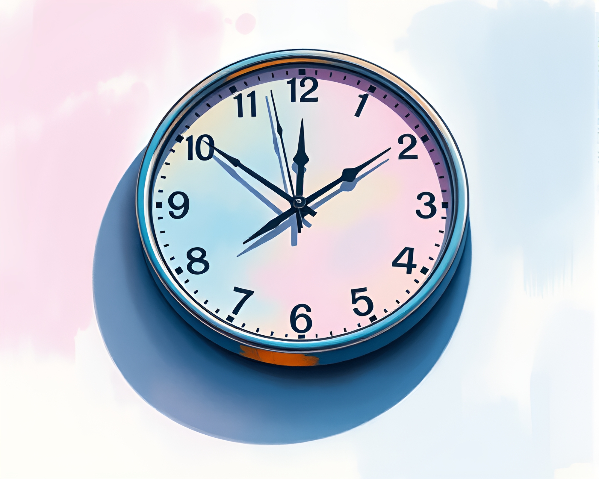 Chrono Clock Reflecting on Mirror Shard in Pastel Drawing – free AI stock image