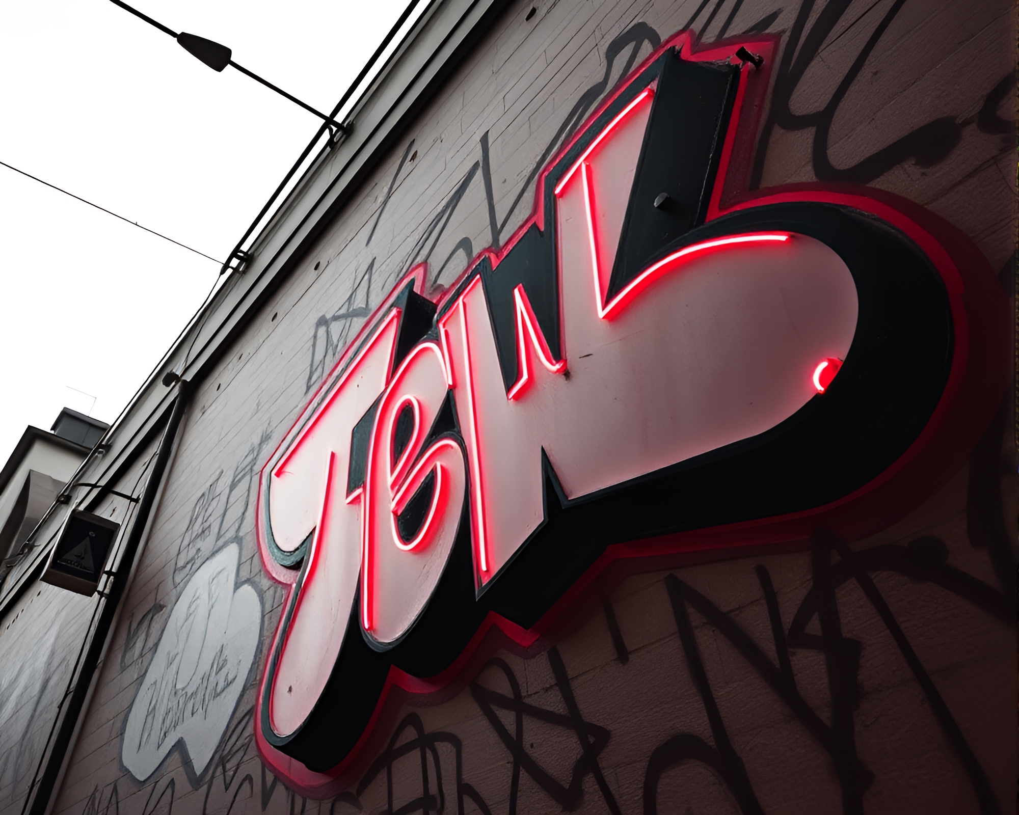Neon Graffiti Ecorche Study in Monochrome Red – free AI stock image