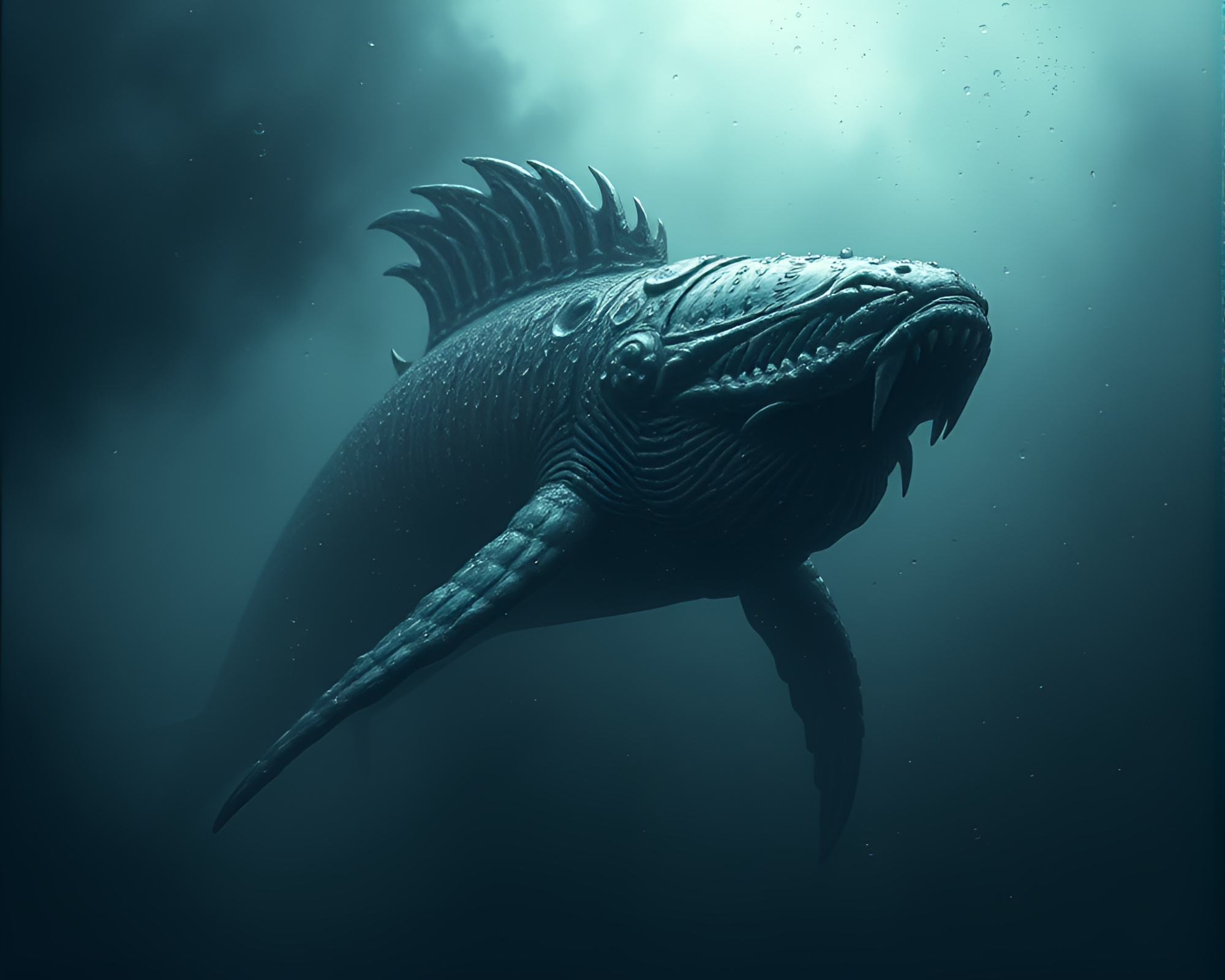 Leviathan Emerging from Ominous Waters – free AI stock image