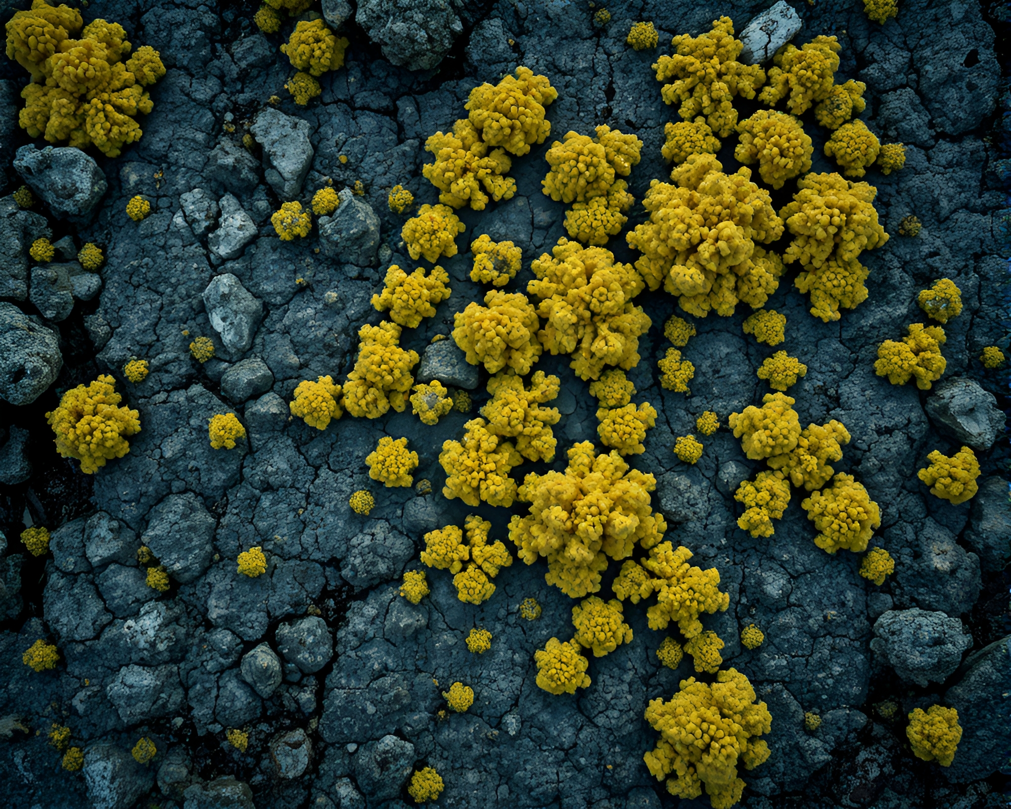 Lichen-covered Arctic landscape with cel-shaded textures – free AI stock image