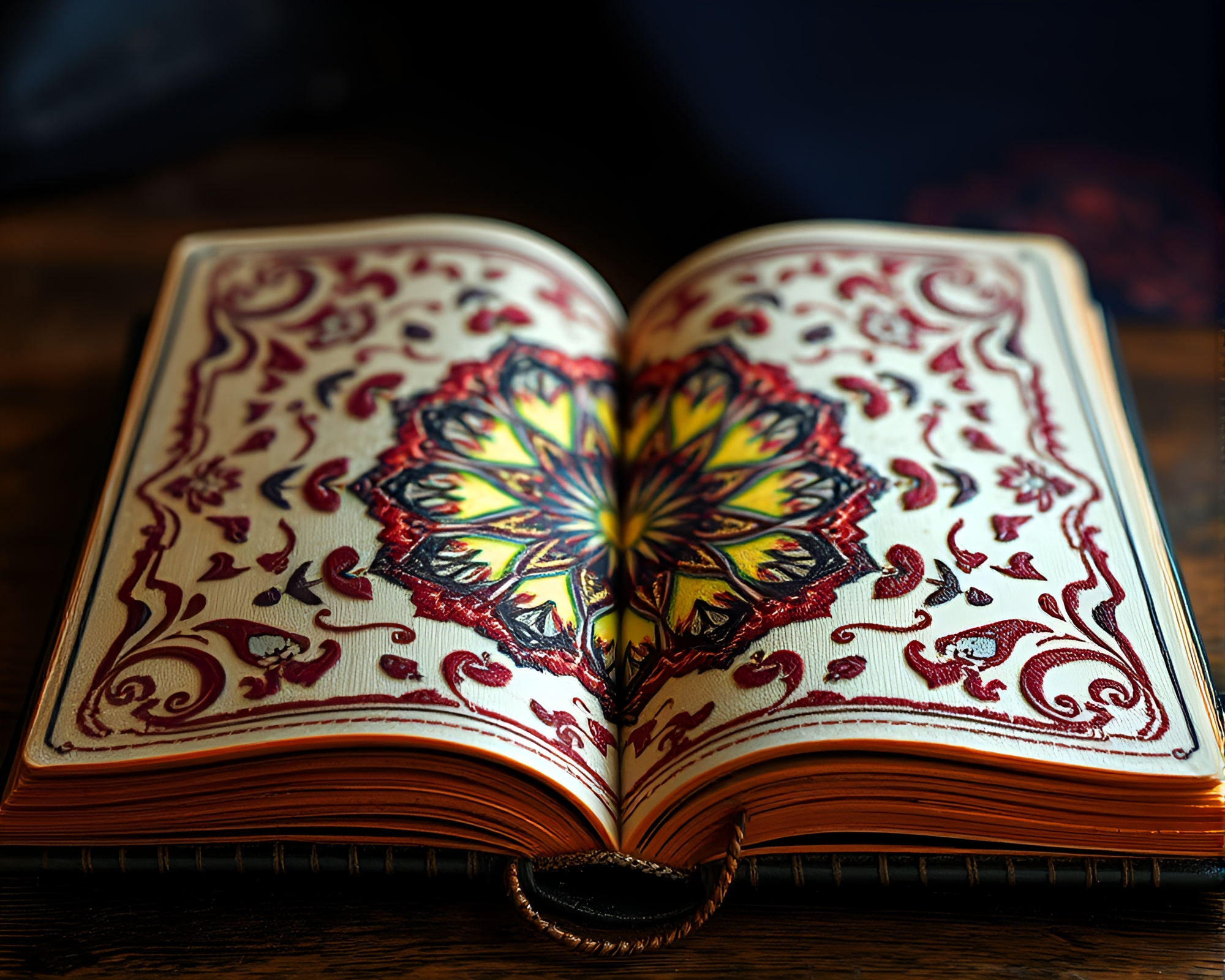Enchanted Book Stitched Pattern Kaleidoscope – free AI stock image