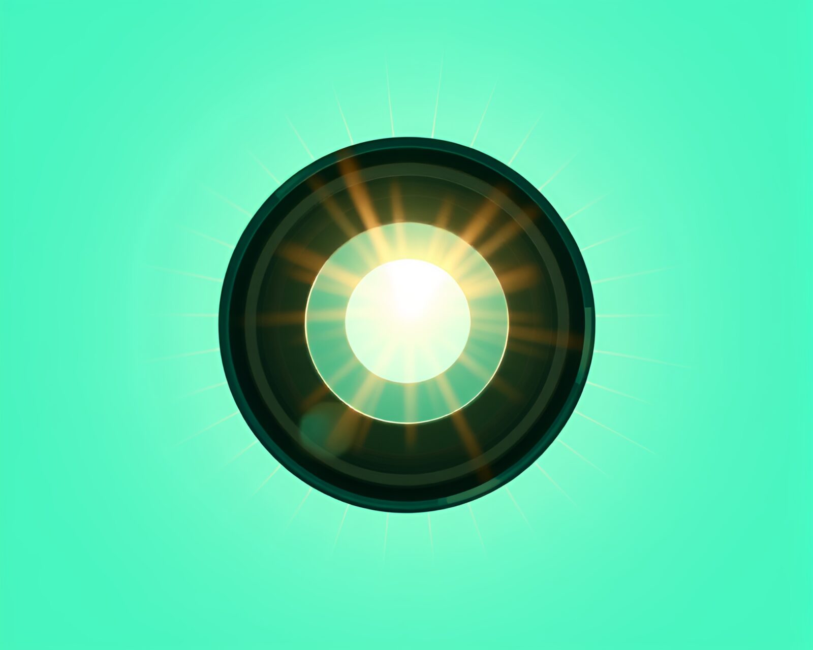 Mint green theme with lens sunburst in augmented reality