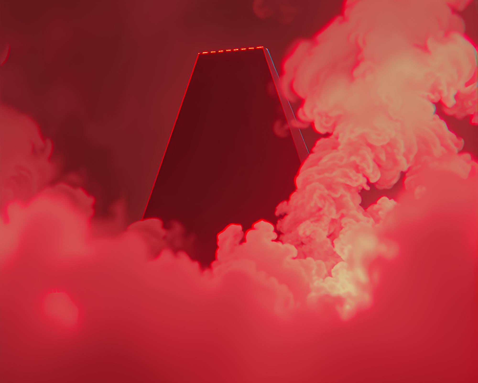 Ethereal Monolith Emits Glow-in-the-Dark Smoke Rings in 3D – free AI stock image