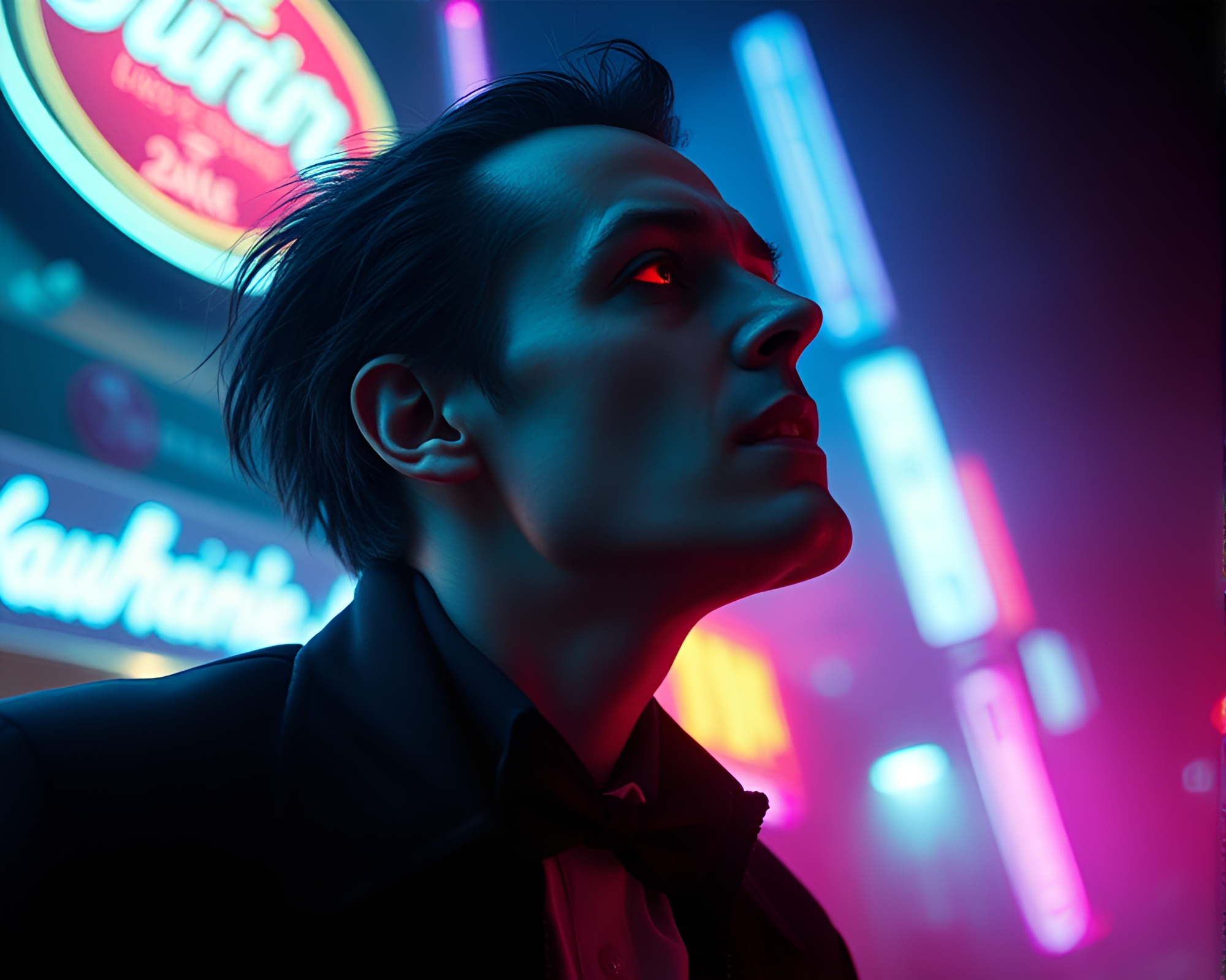 Vampire Queen in Hyper-Saturated Vaporwave Dream – free AI stock image