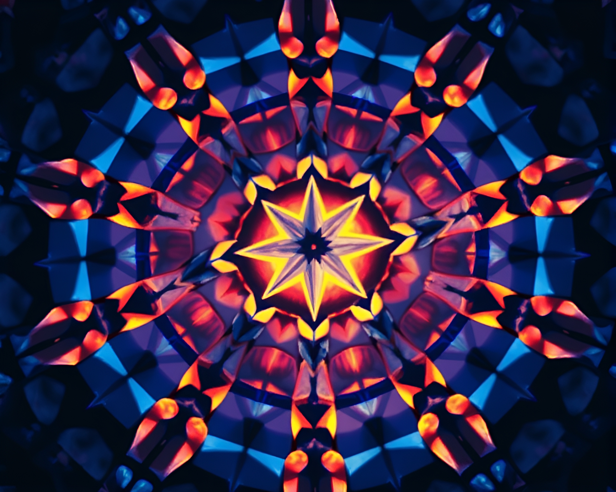 Mystical Compass Kaleidoscope in Indigo Cel Shading – free AI stock image