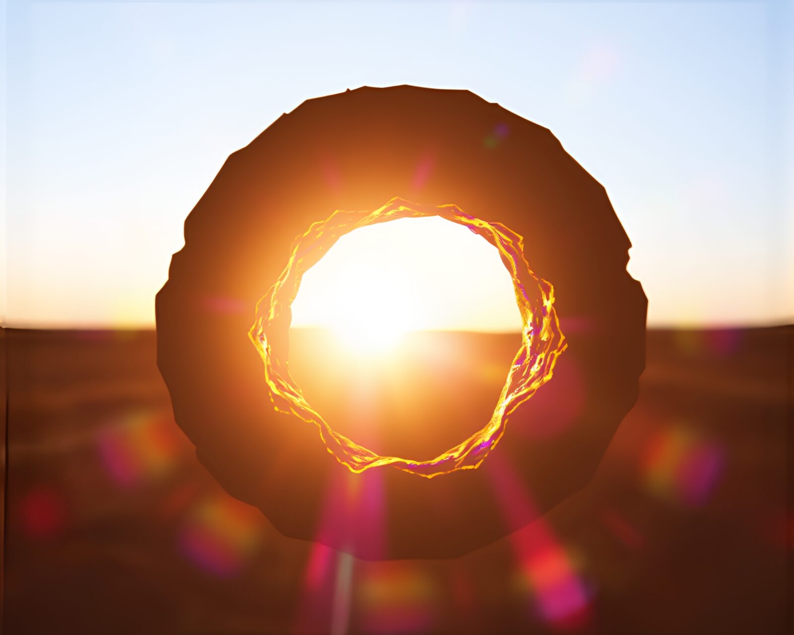 Abstract digital art of a colorful stone circle