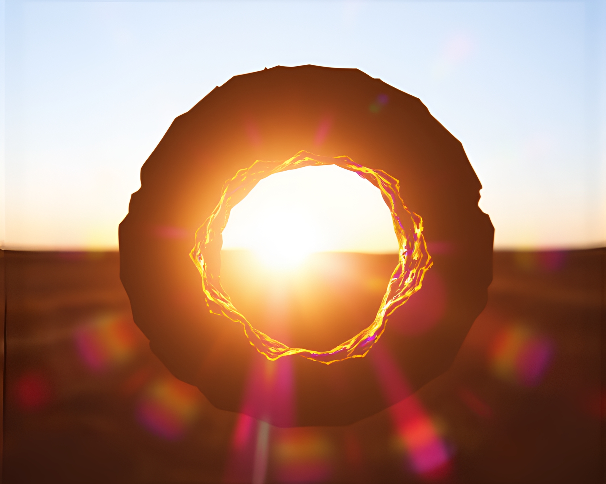 Chromatic Stone Circle in Digital Bloom – free AI stock image