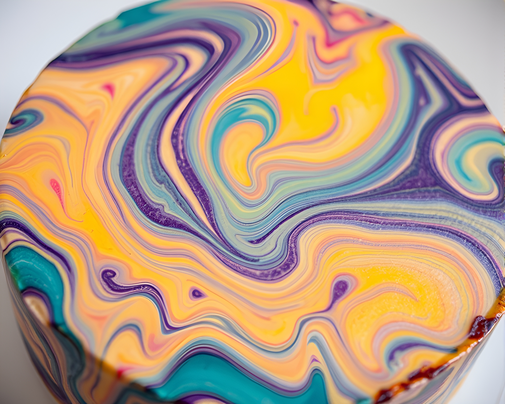 Encaustic Marbled Cake: Kaleidoscope Low-Angle Shot – free AI stock image