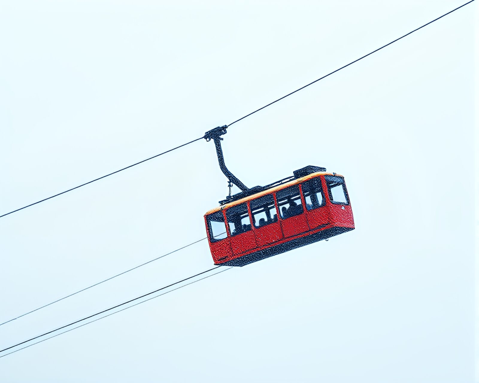 Surreal image of stippling art style gondola lift