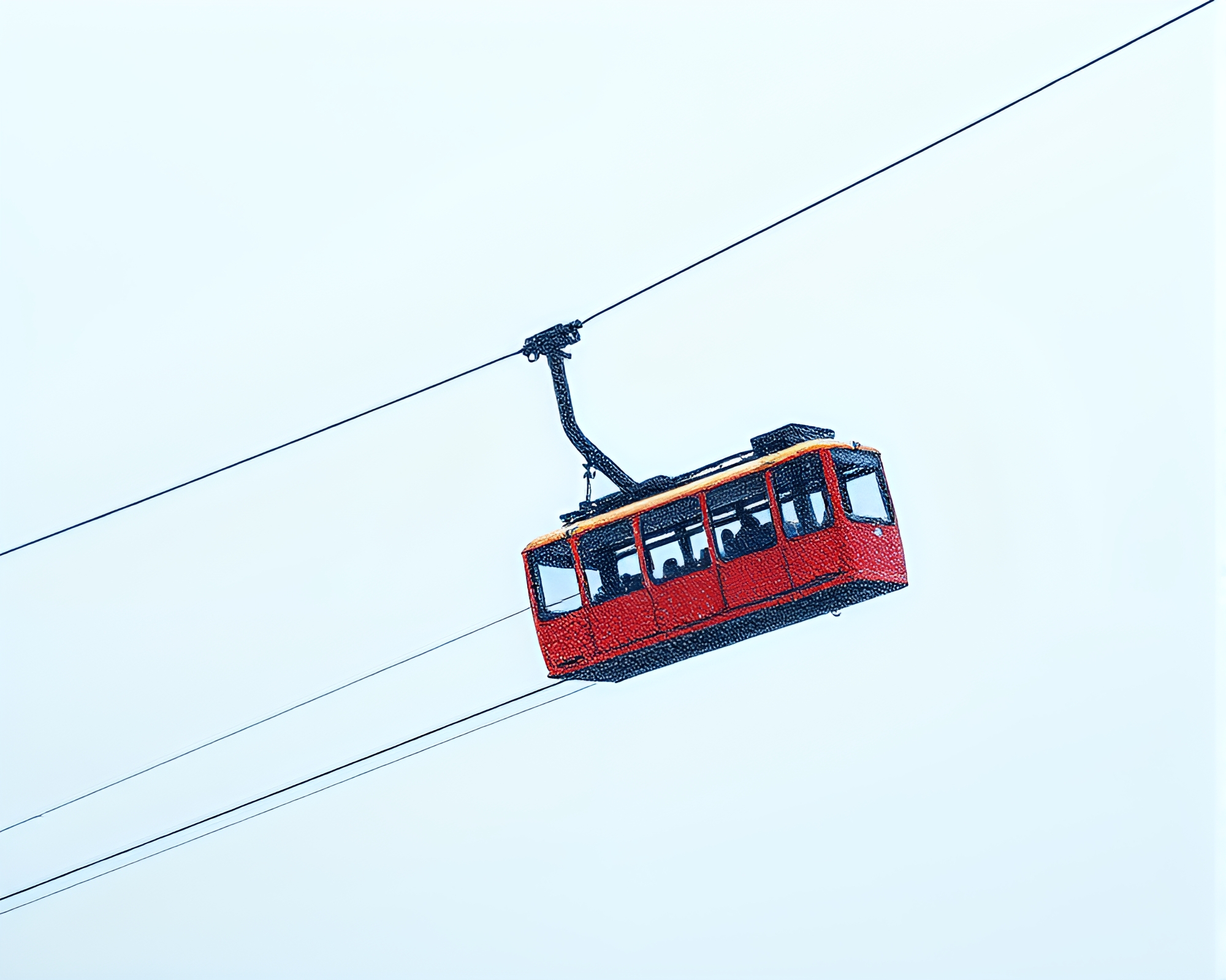 Stippled gondola lift in dreamy washed-out colors – free AI stock image