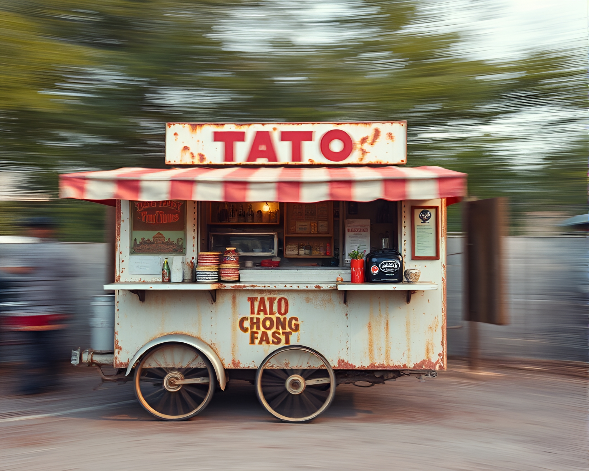Rustic Taco Stand Under Split Toned Sky – free AI stock image