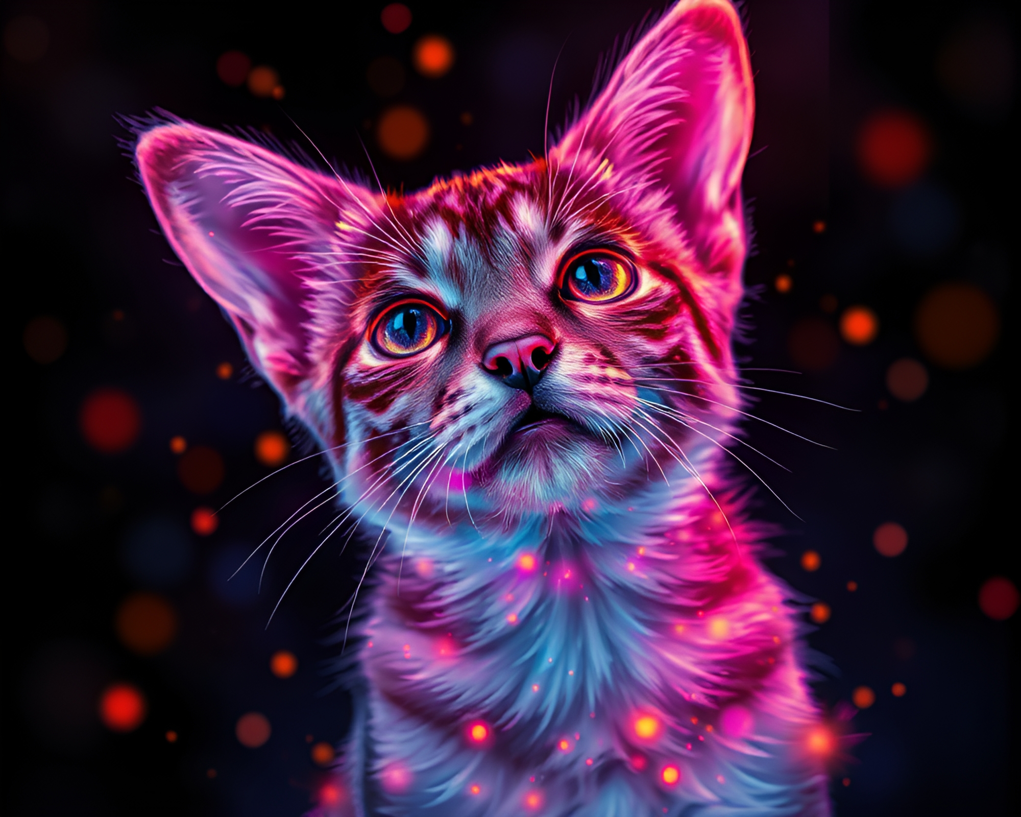 Holographic Pet Surrounded by Floating Embers – free AI stock image
