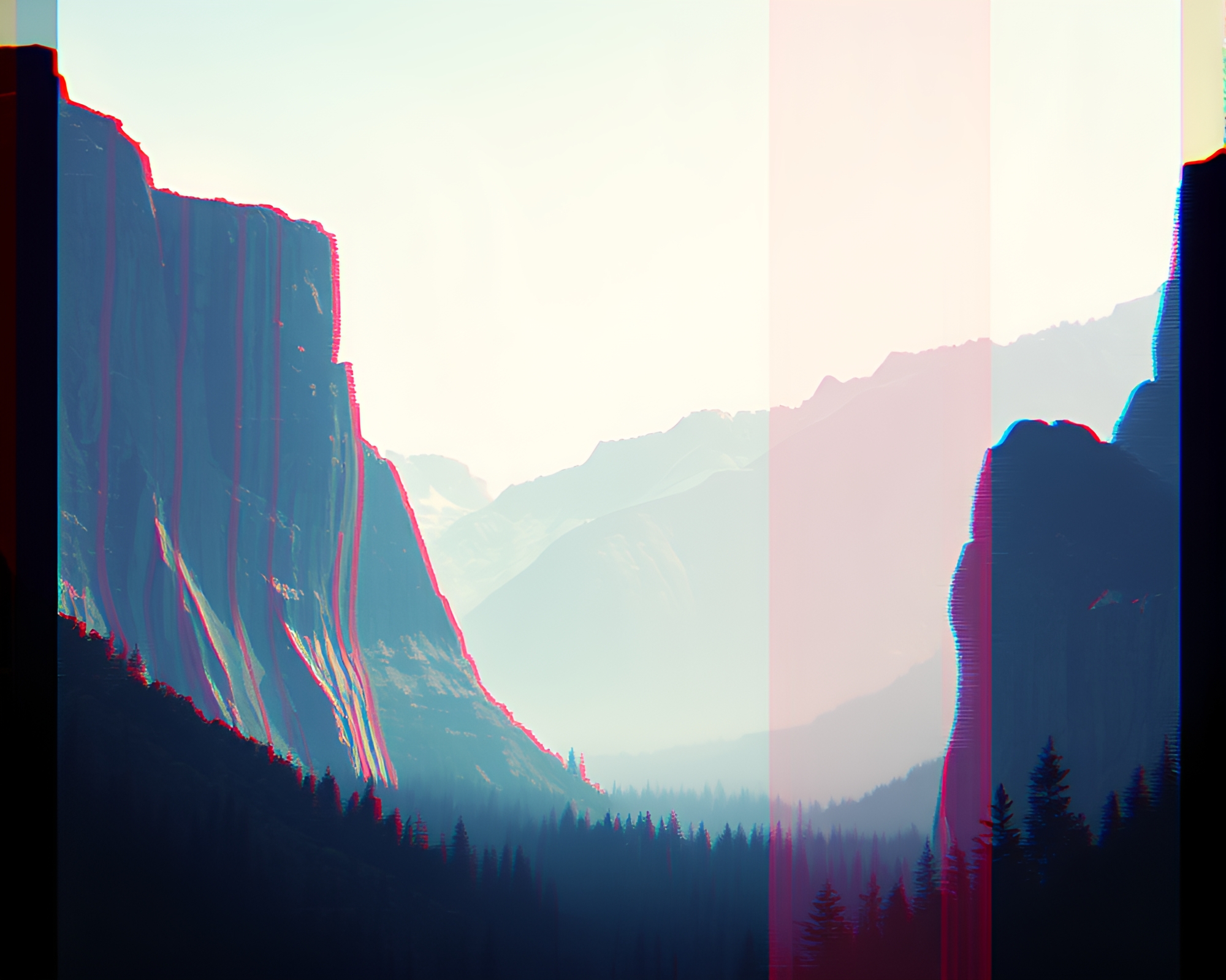 Glitch Valley: Split Toning Concept Art Creation – free AI stock image