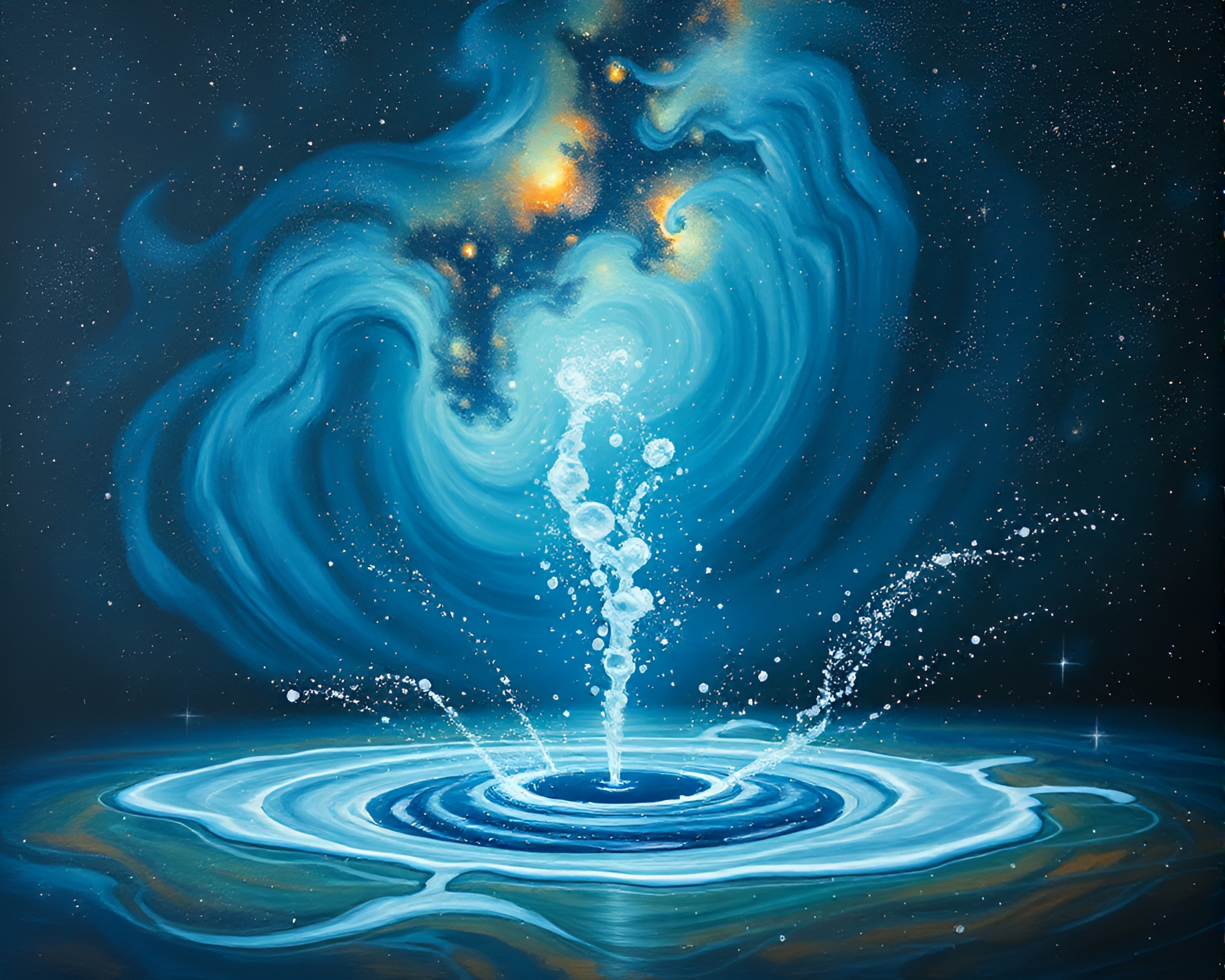 Nebulous Geyser Explosion: Action Painting in Space – free AI stock image