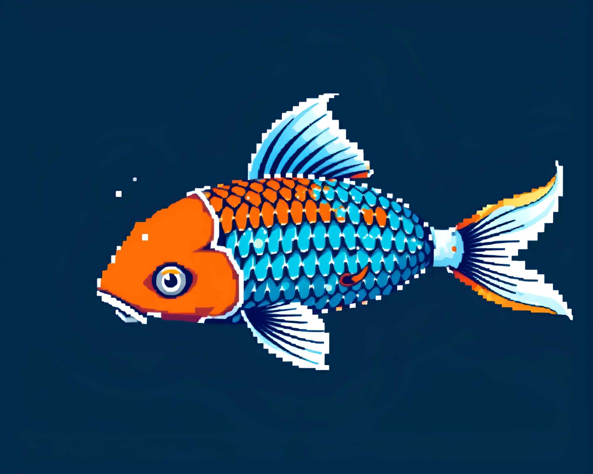 Steel-blue Vector Art Koi Fish Pixelation Composition – free AI stock image