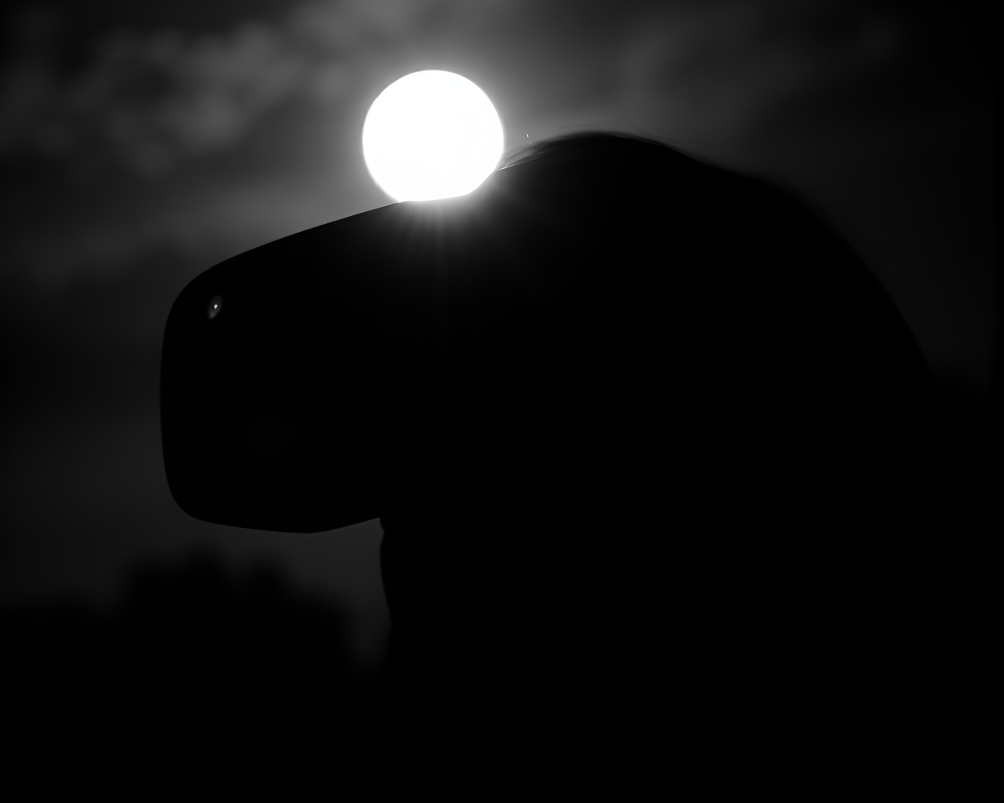 Moonlit Augmented Reality: Lens Distortion in Black & White – free AI stock image