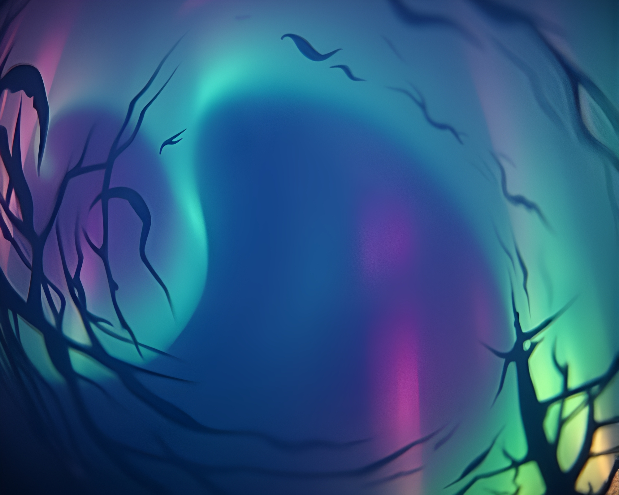 Enchanting Underwater Dome with Aurora Hues and Bokeh Effect – free AI stock image