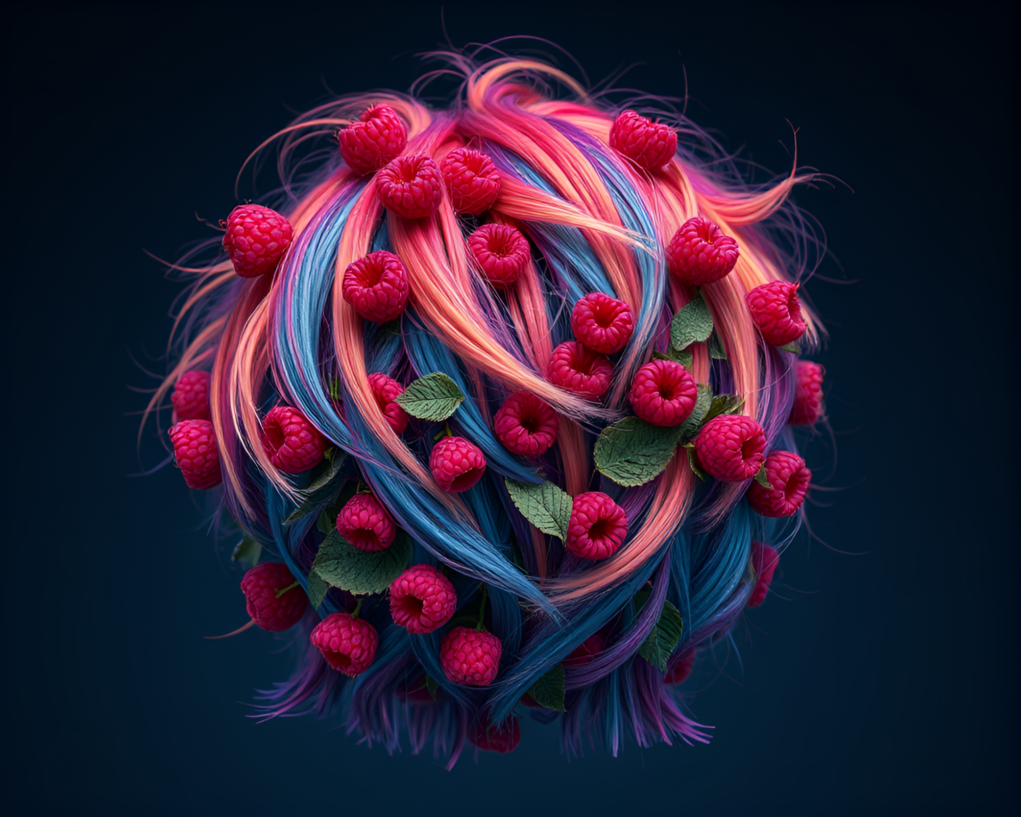 Raspberry Bush in Cosmic Rainbow Universe – free AI stock image