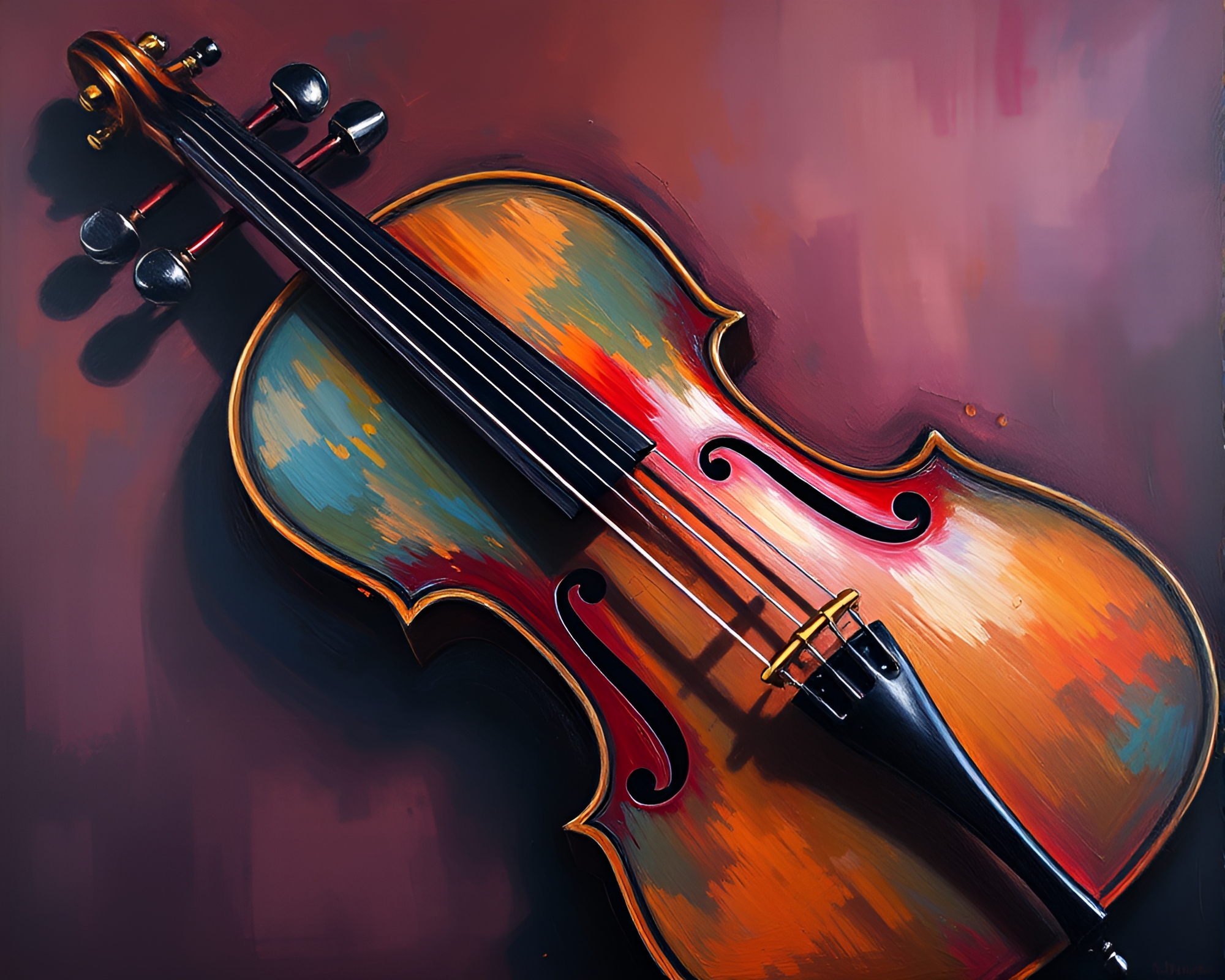 Serenade of Jewel Tones: Violin Aerial Composition – free AI stock image