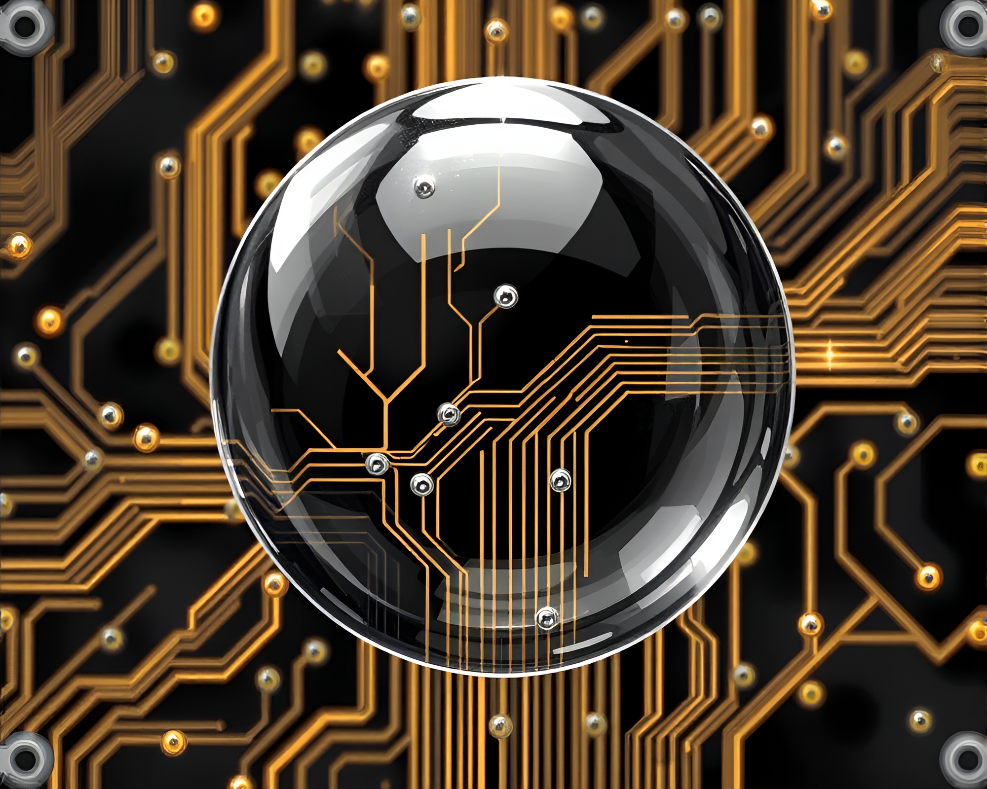 Digital Glass Igloo Circuit Board Charcoal Painting – free AI stock image
