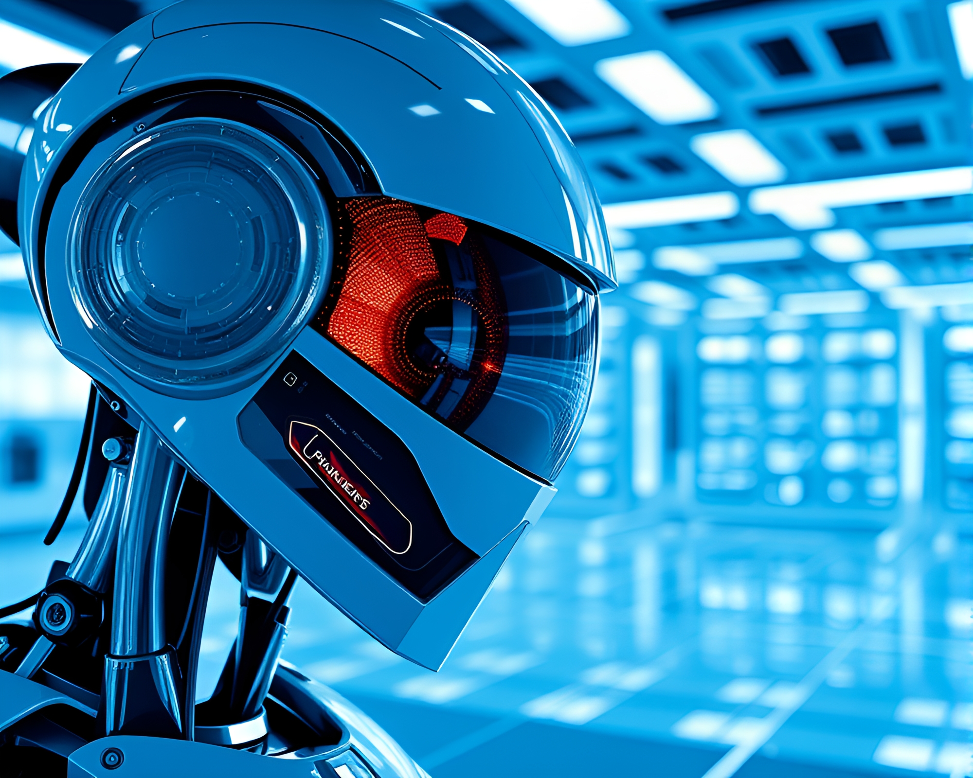 Robotics Laboratory: Arctic Reflection in Shattered Glass – free AI stock image