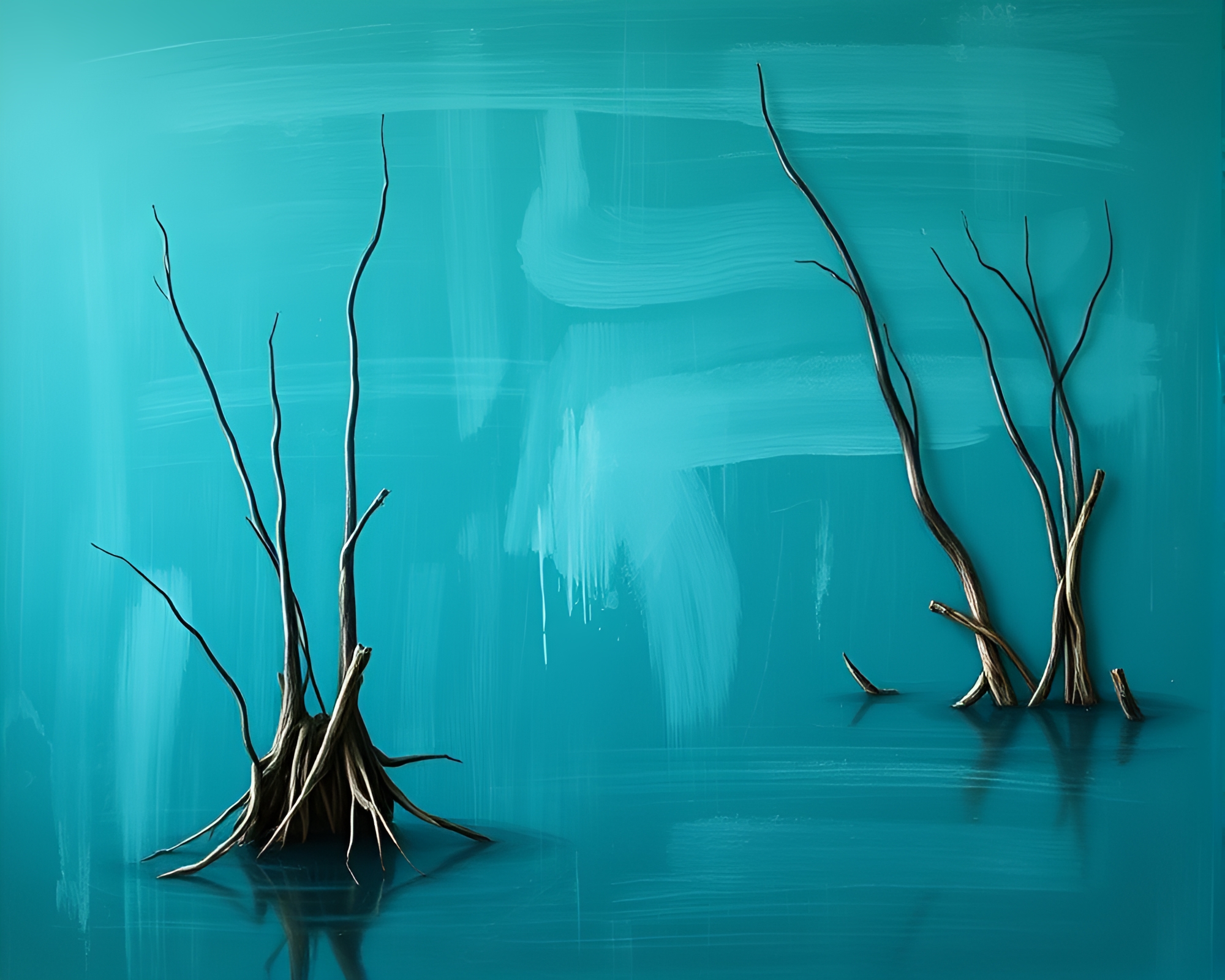 Chalkboard Smudges in Mangrove Swamp Fantasy – free AI stock image