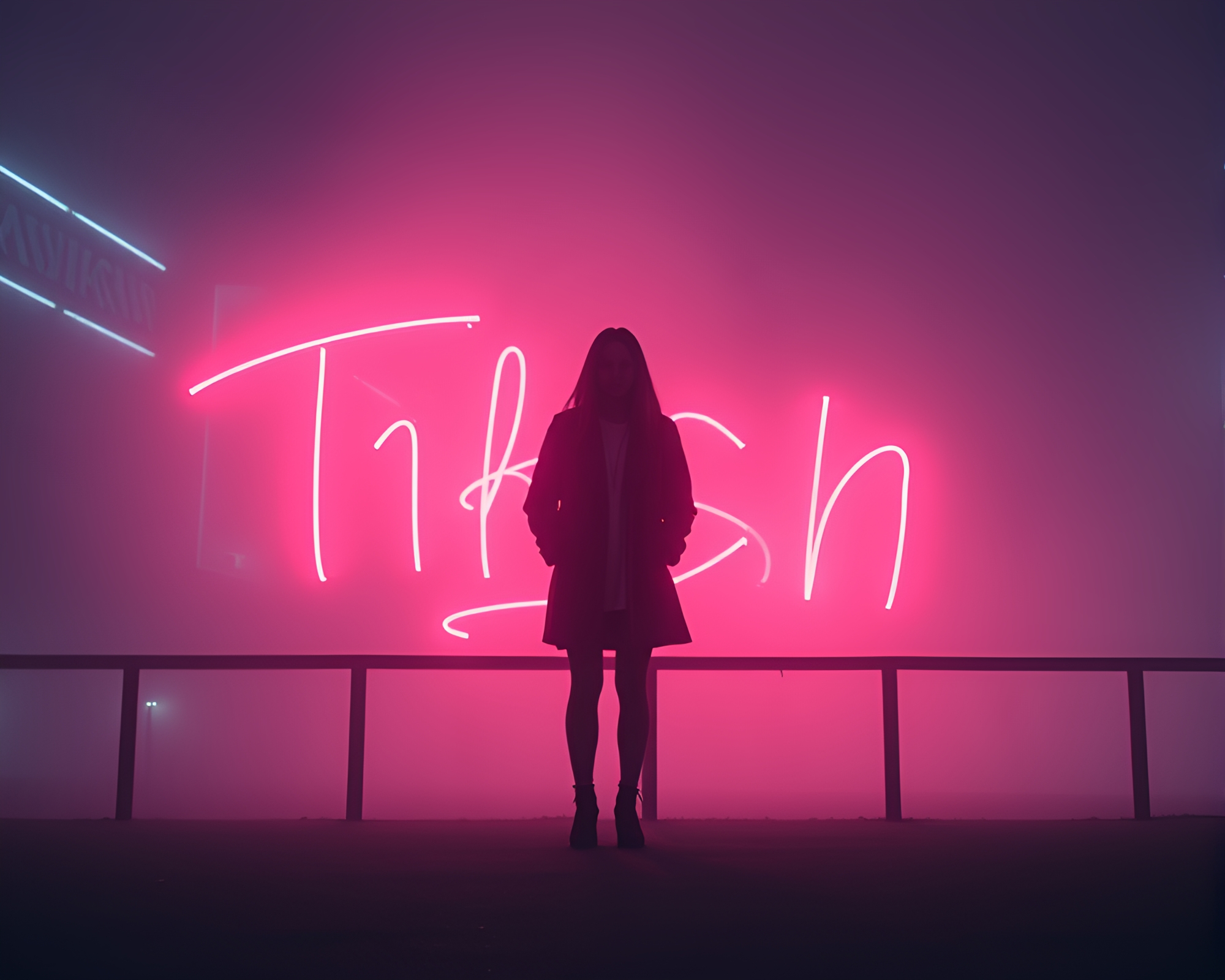 Neon Graffiti Fashion in Minimalist Foggy Ambiance – free AI stock image