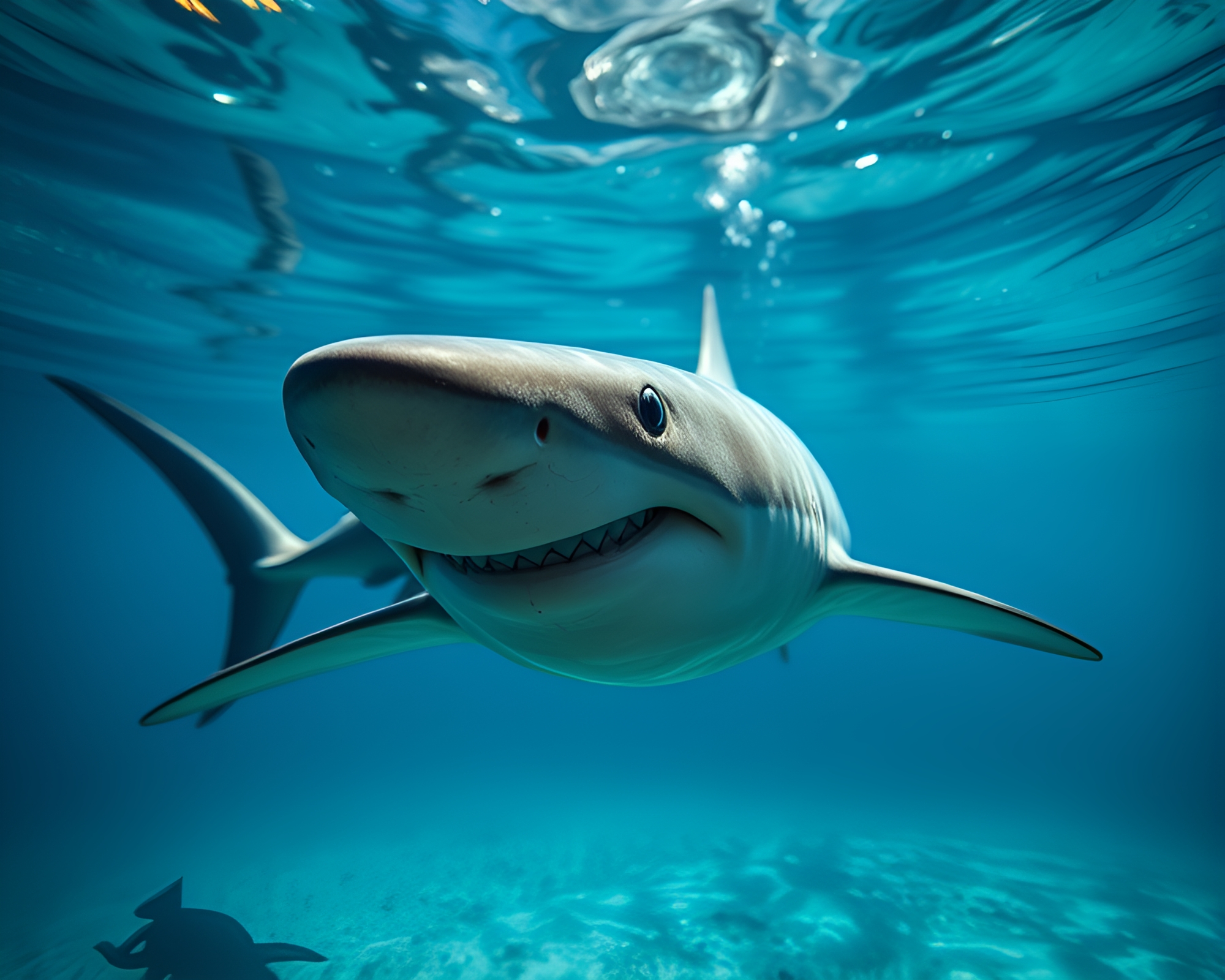 Stunning Stereograph of Shark in Leading Lines – free AI stock image
