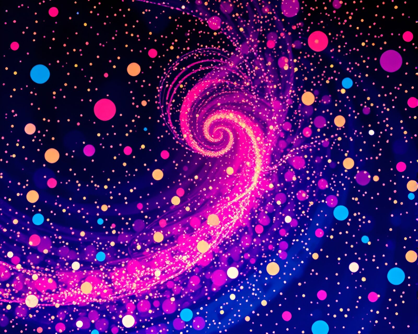 Vibrant image of swirling psychedelic colors with sparkling fairy lights