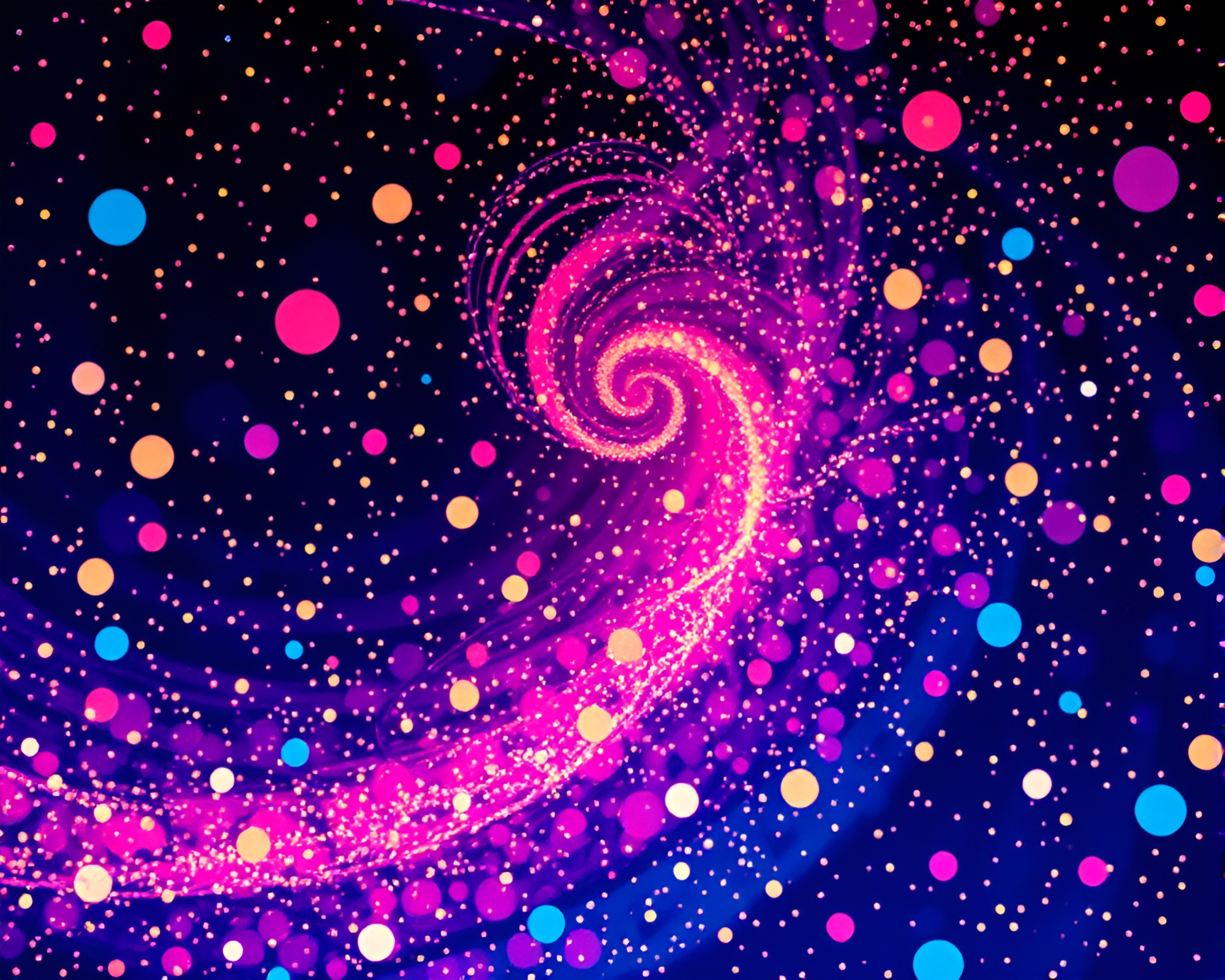 Psychedelic Swirl Dream: Screenprint Dots & Fairy Light Sparkles – free AI stock image