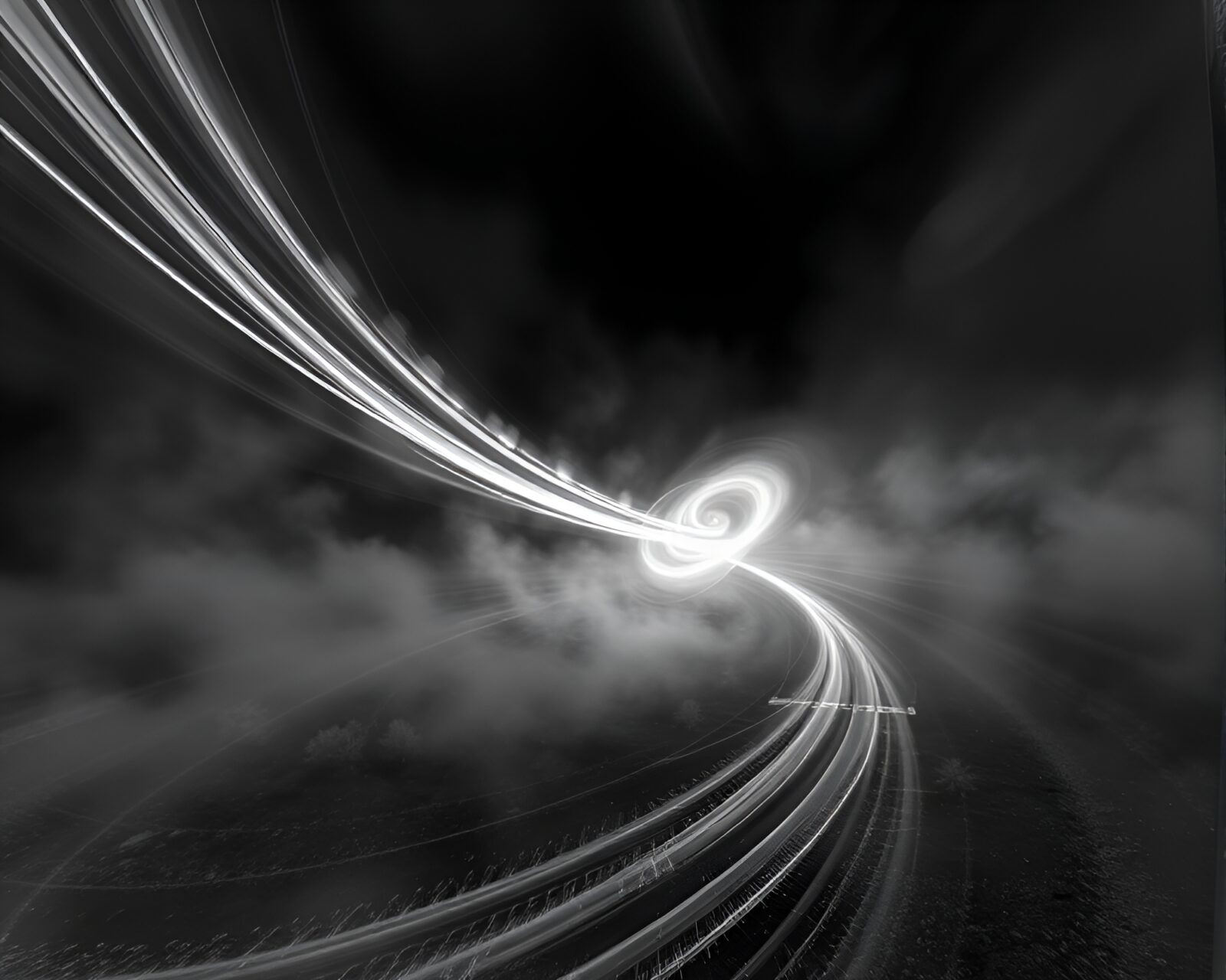 Surreal vortex twist with smoky haze and infrared tones