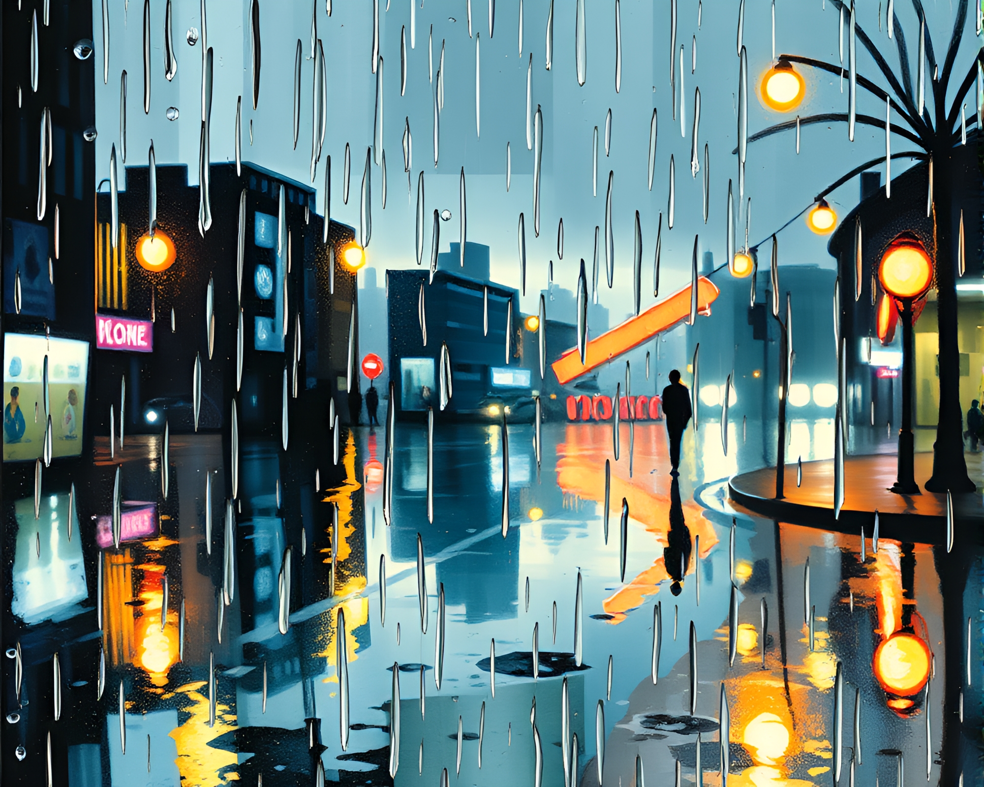Fantasy Rainy Reflections Abstract Art Collage – free AI stock image