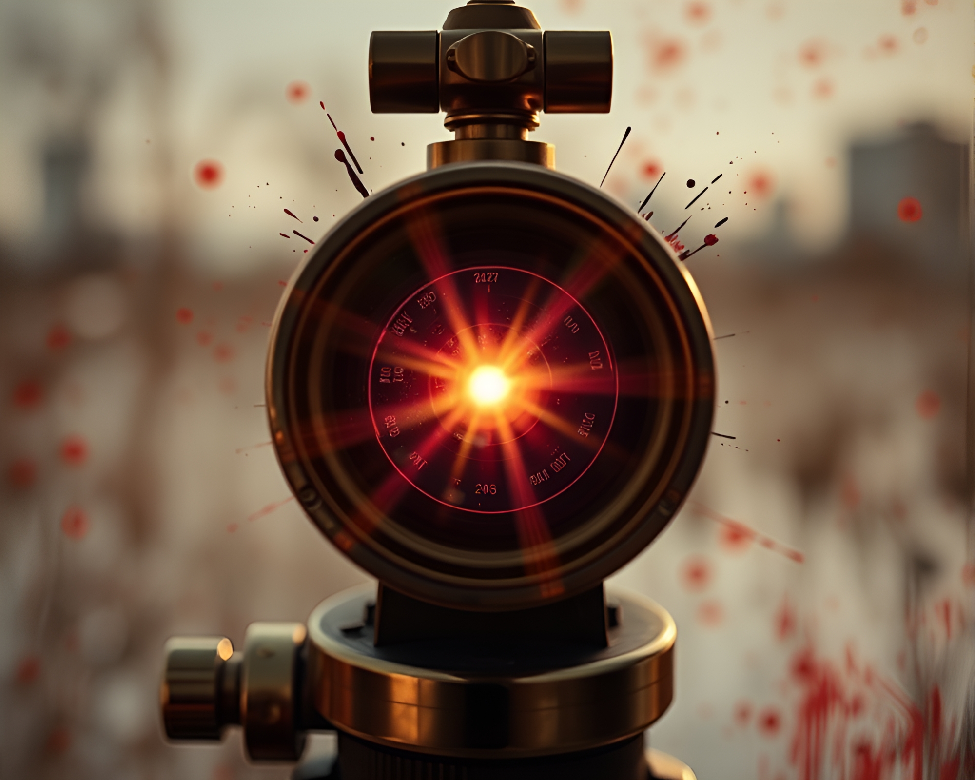 Brass telescope framed by rule of thirds lens flare – free AI stock image