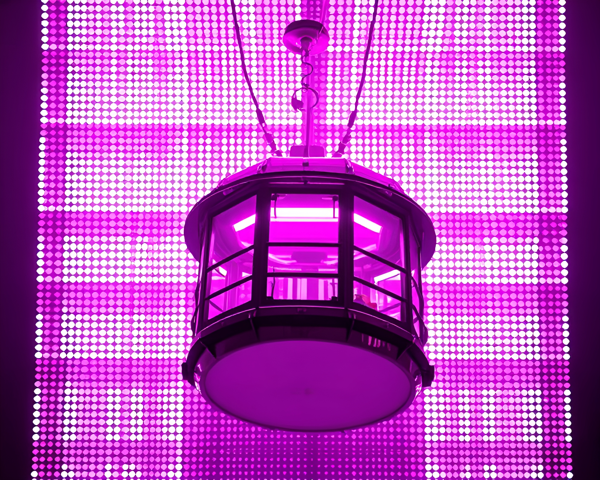 Neon Gondola Lift Halftone Grid Composition – free AI stock image