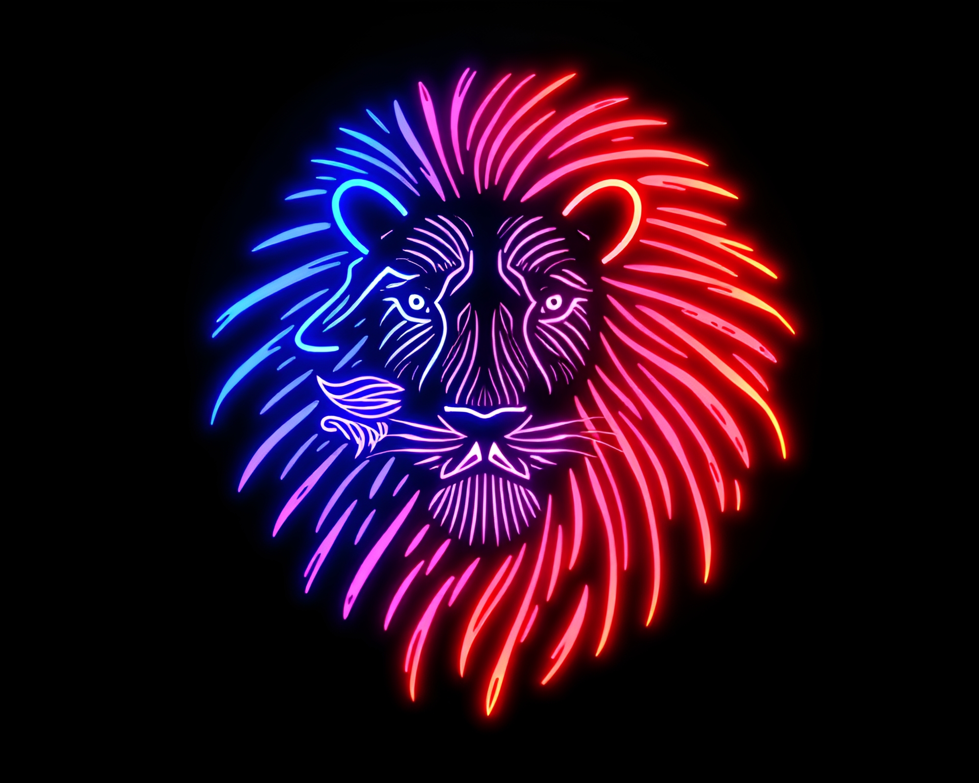Lion in Neon Fingerprint Swirl Minimalist Design – free AI stock image