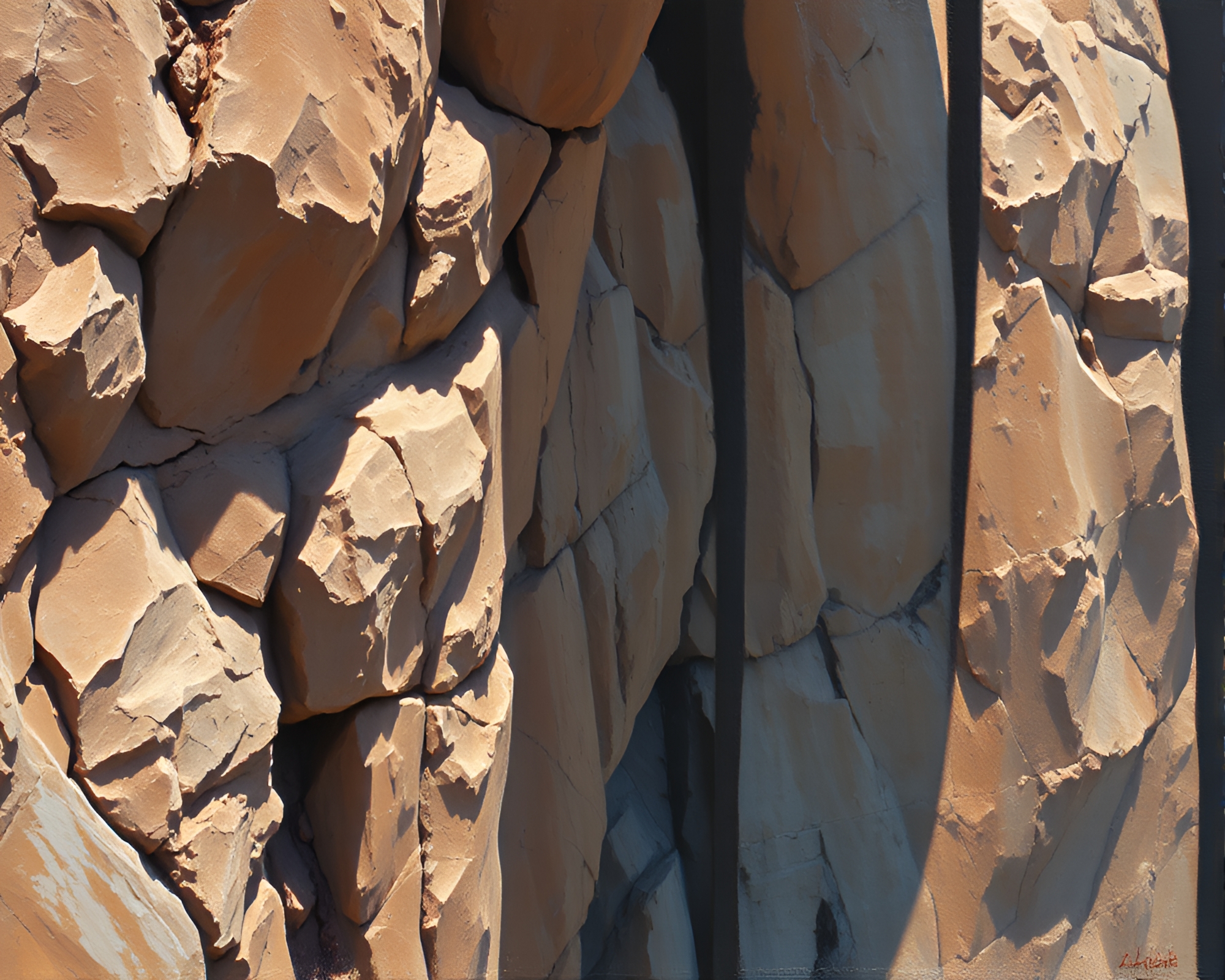 Surreal Cliffside Oil Painting – free AI stock image