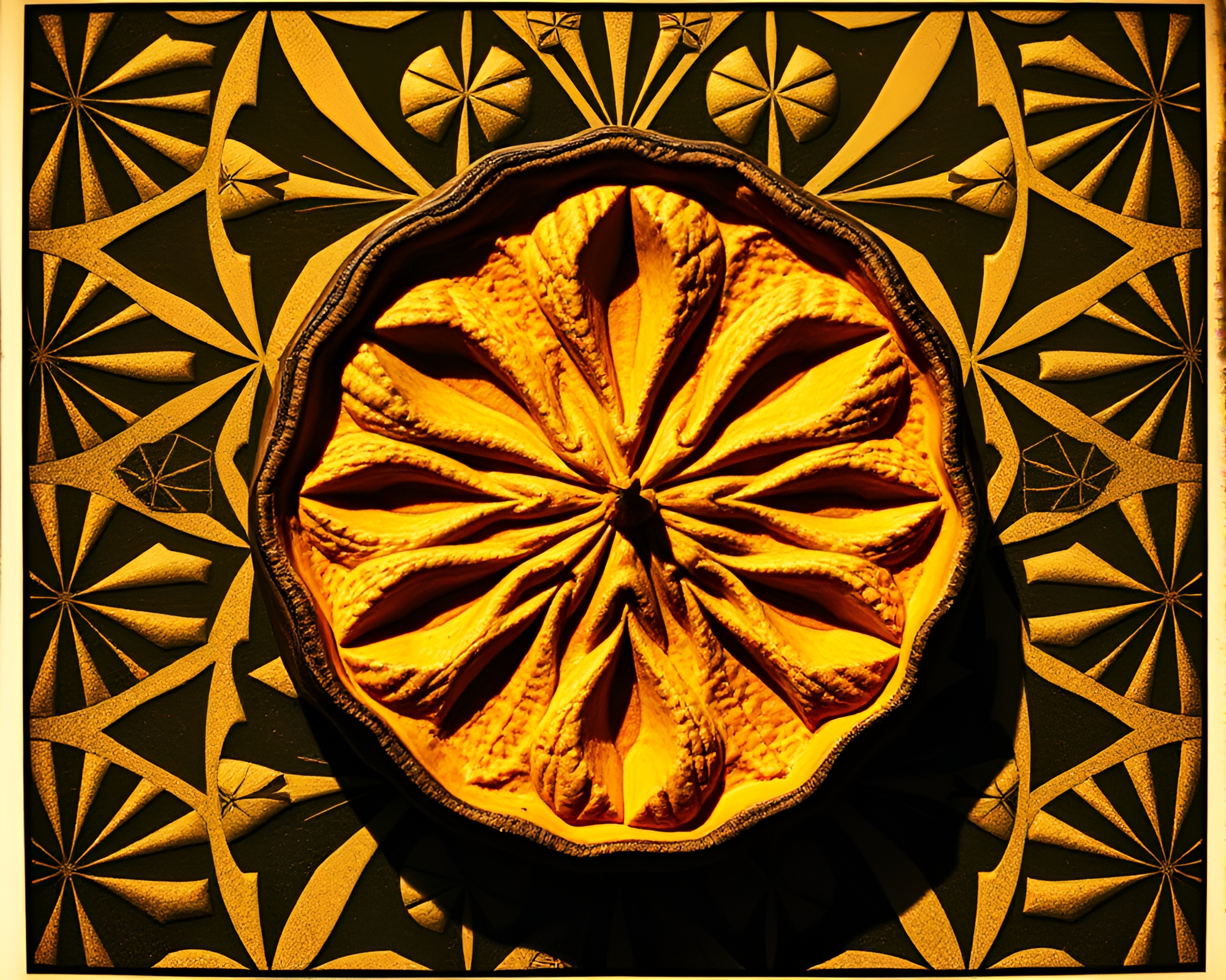 Pumpkin Pie Geometric Lithograph in Expired Film Style – free AI stock image