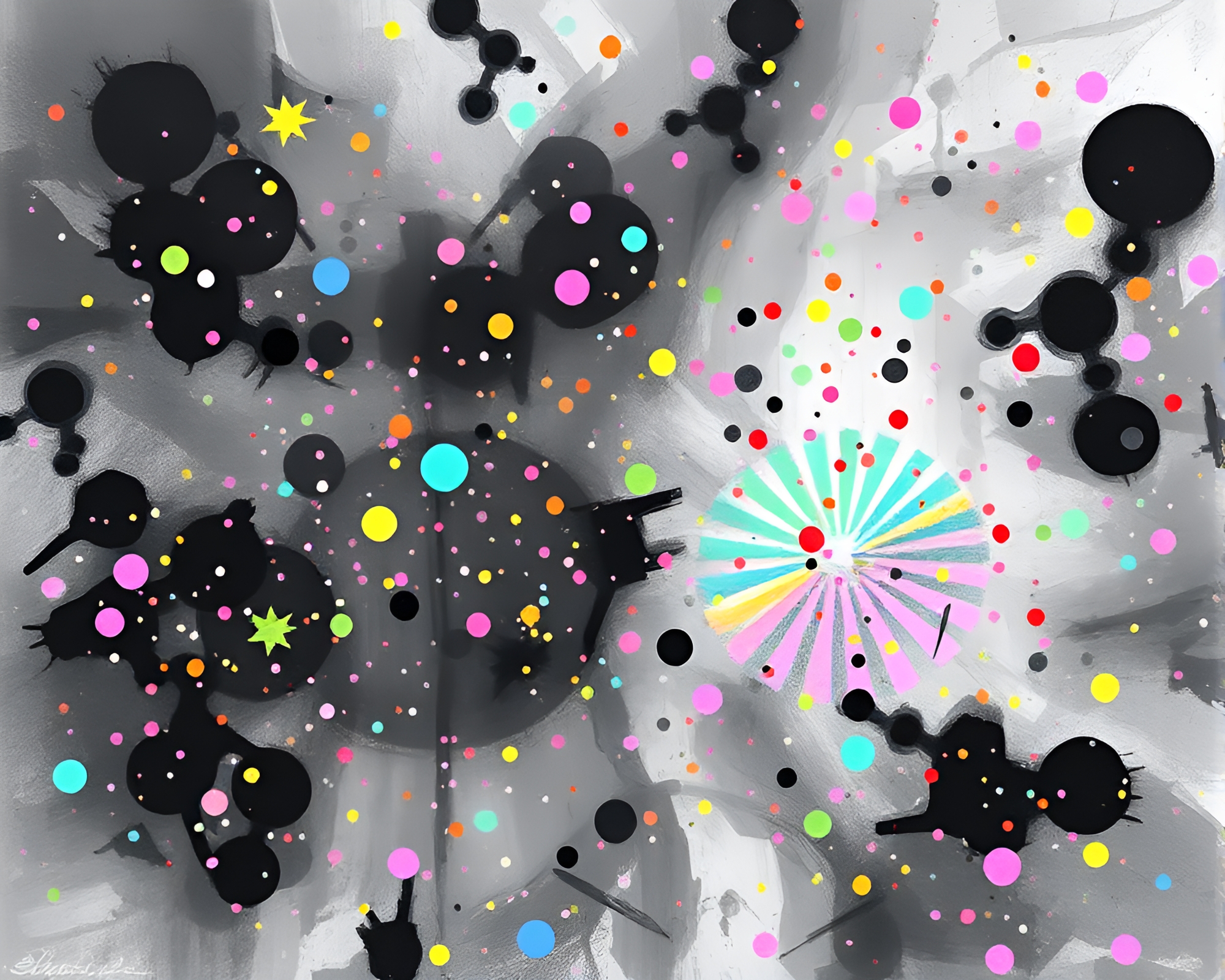 Iridescent Soap Film Charcoal Sketch Pop Art Explosion – free AI stock image