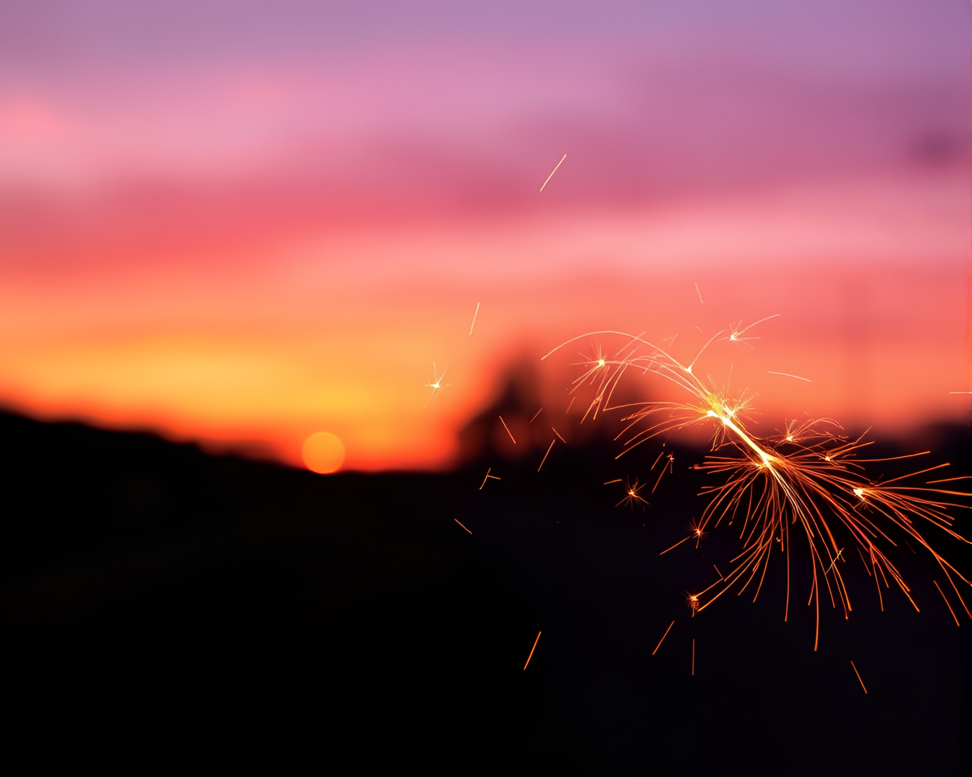 Vaporwave Sunset Sparkler Trails – free AI stock image