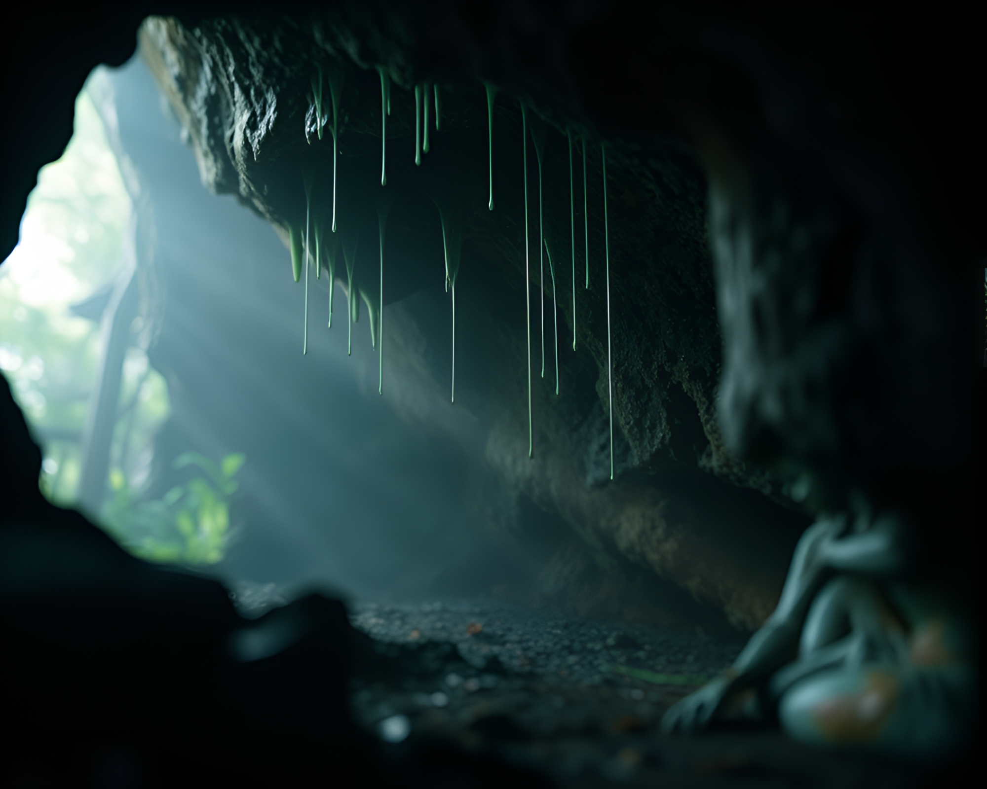 Nymph in Cave: Soft Focus Paint Drips – free AI stock image