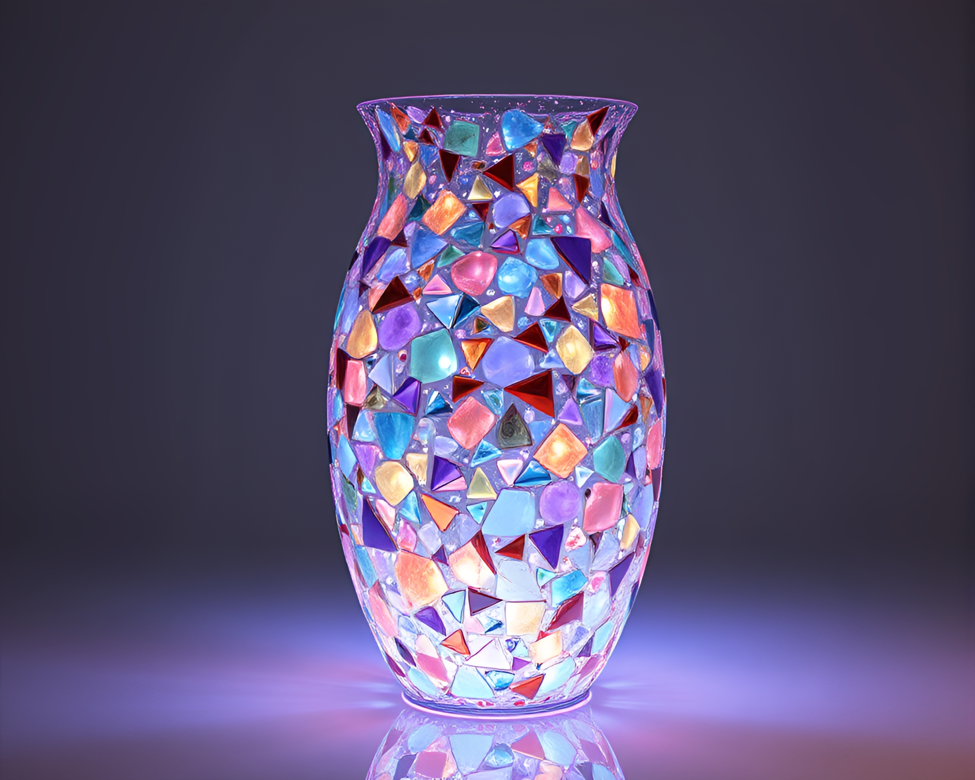 Phosphorescent Vase Mosaic in CGI Render – free AI stock image