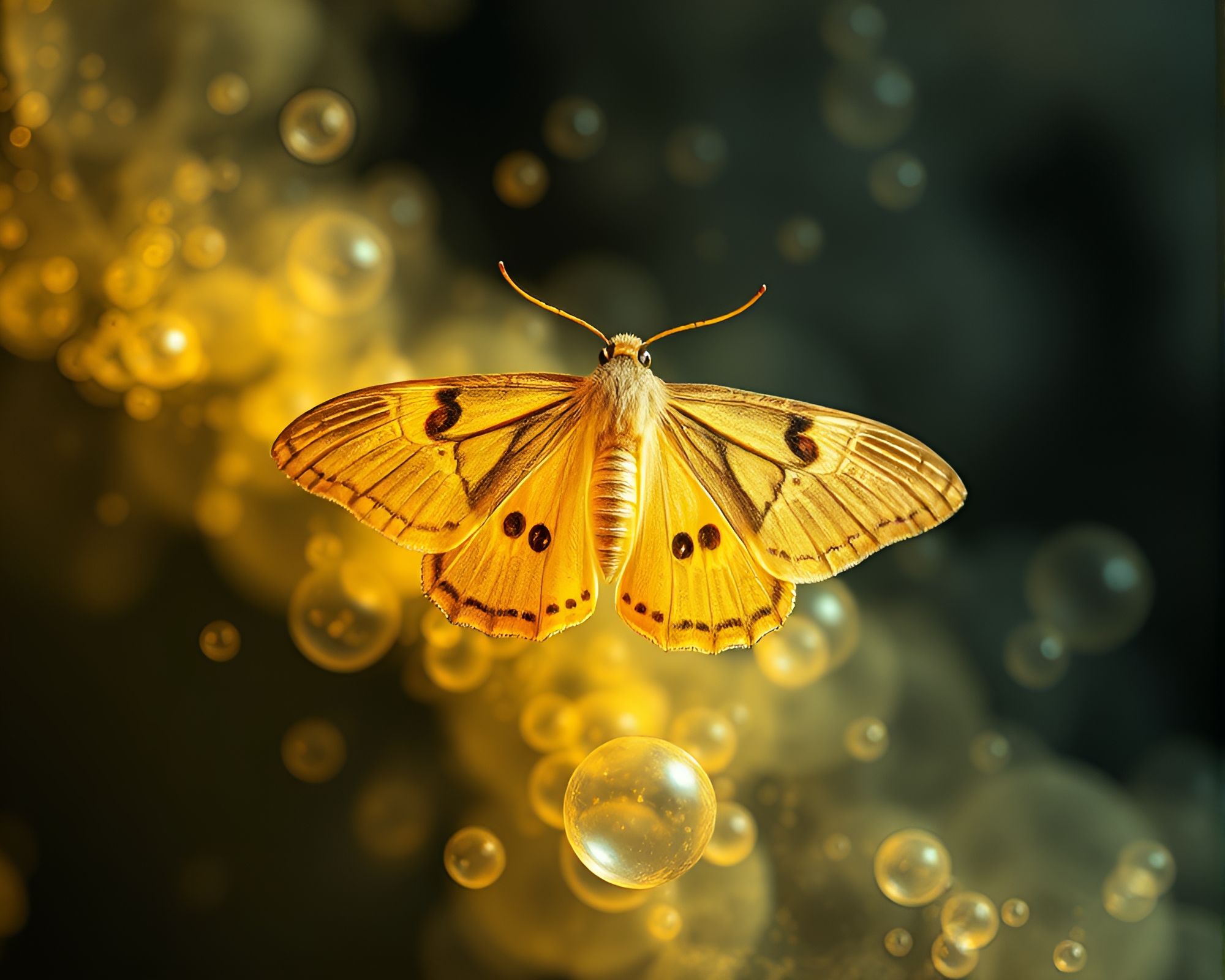 Moth Cluster Amidst Volcanic Ash Bubbles – free AI stock image