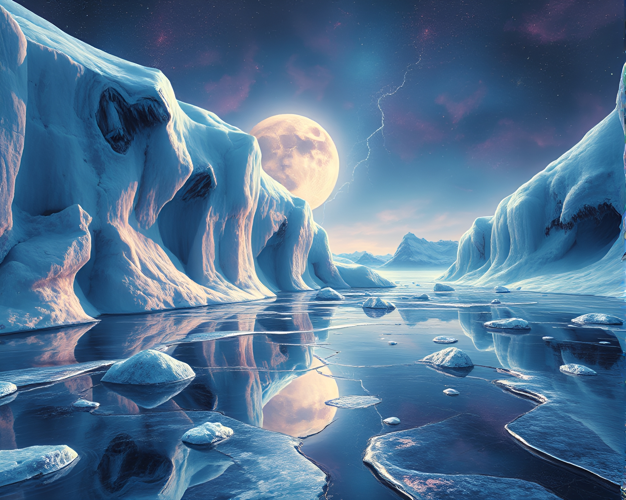 Eldritch Ice Reflections: Planetary Op Art Horrors – free AI stock image