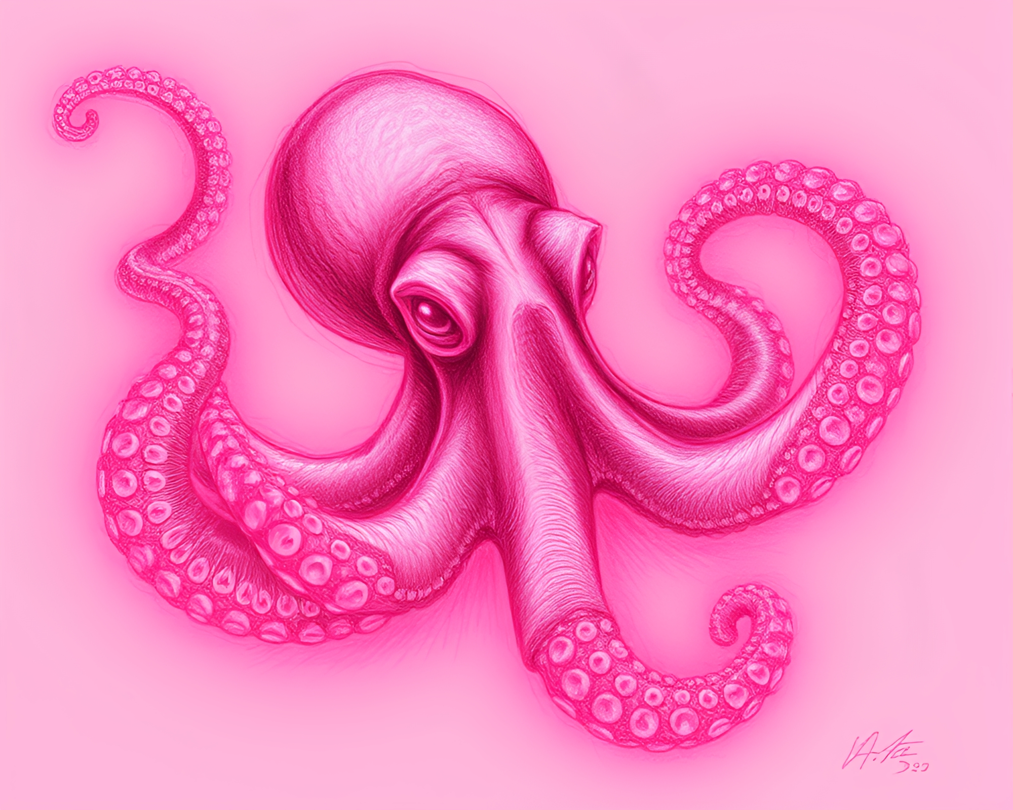 Engraved Octopus in Infrared Sketch – free AI stock image