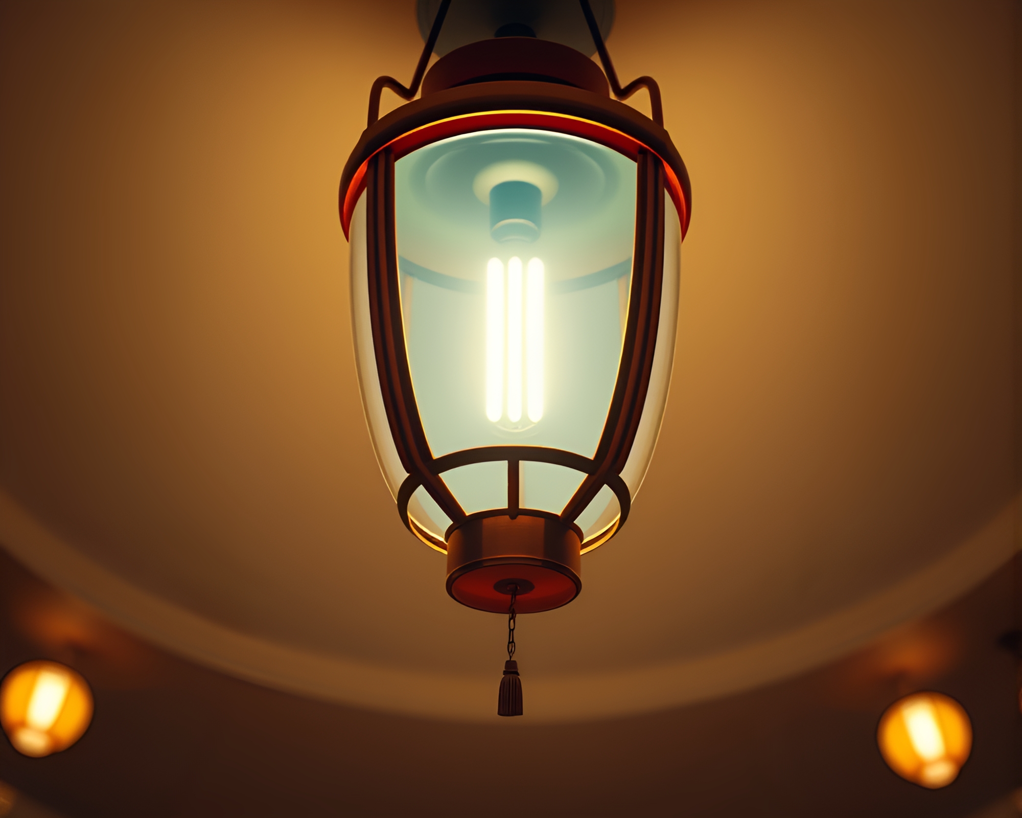 Centered Hot Air Balloon Illuminated by Lantern Light – free AI stock image