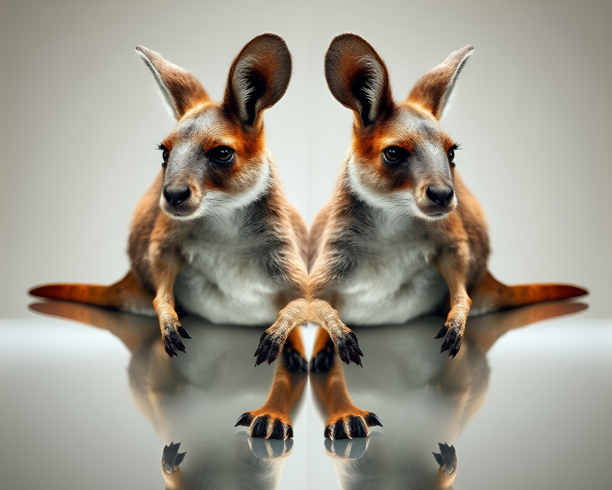Double Reflection: Kangaroo Medical Mirror Art – free AI stock image
