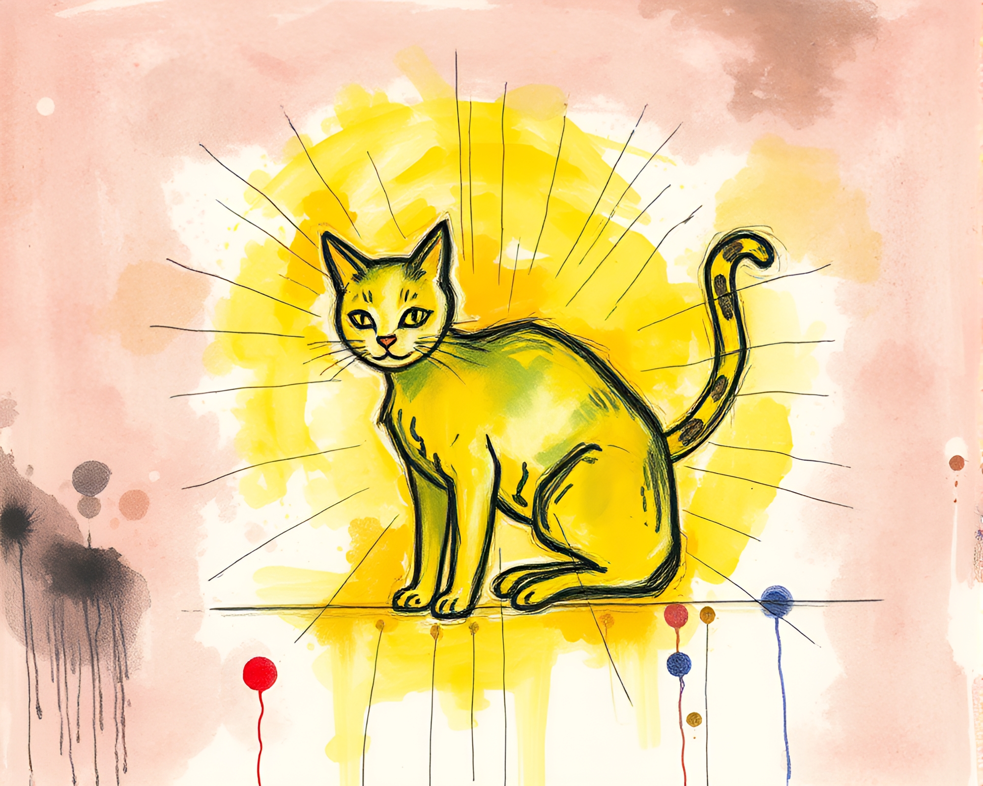 Surreal Conté Drawing of Schrodinger’s Cat Experiment – free AI stock image