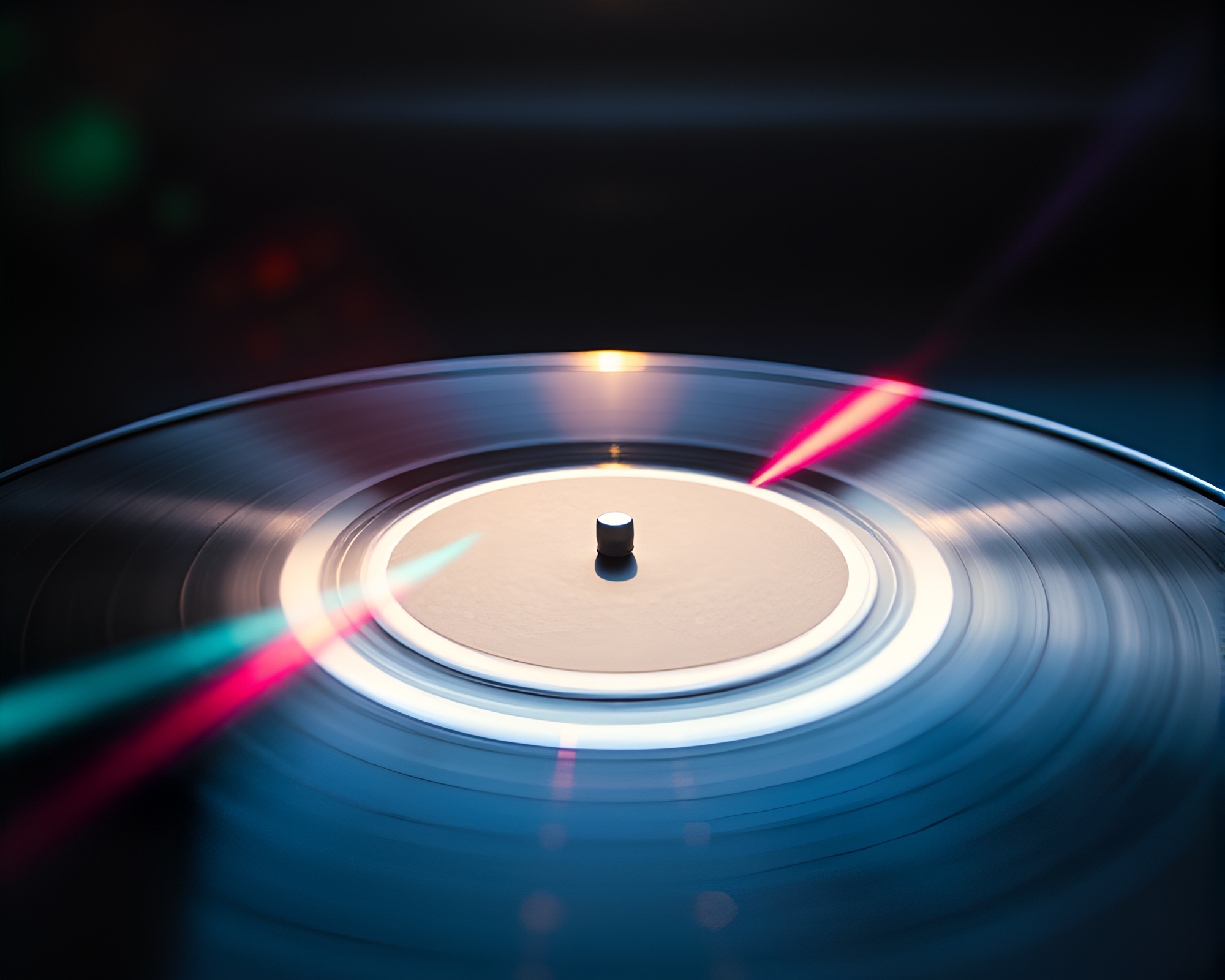 Surreal Lens Flare Vinyl Record Minimalist Composition – free AI stock image